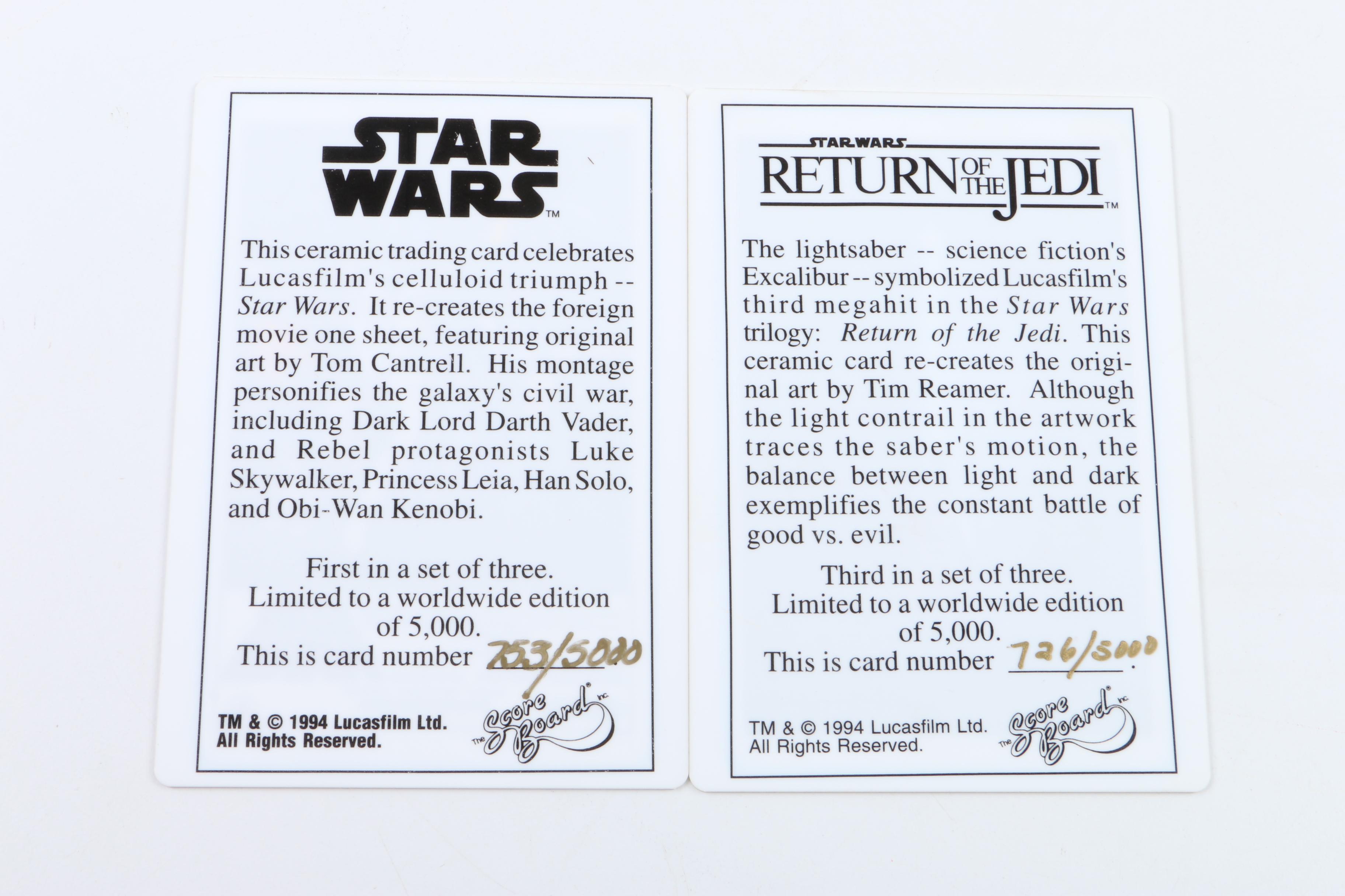 Limited Edition "Star Wars" Trading Cards Including Three 23k Gold Foil Cards