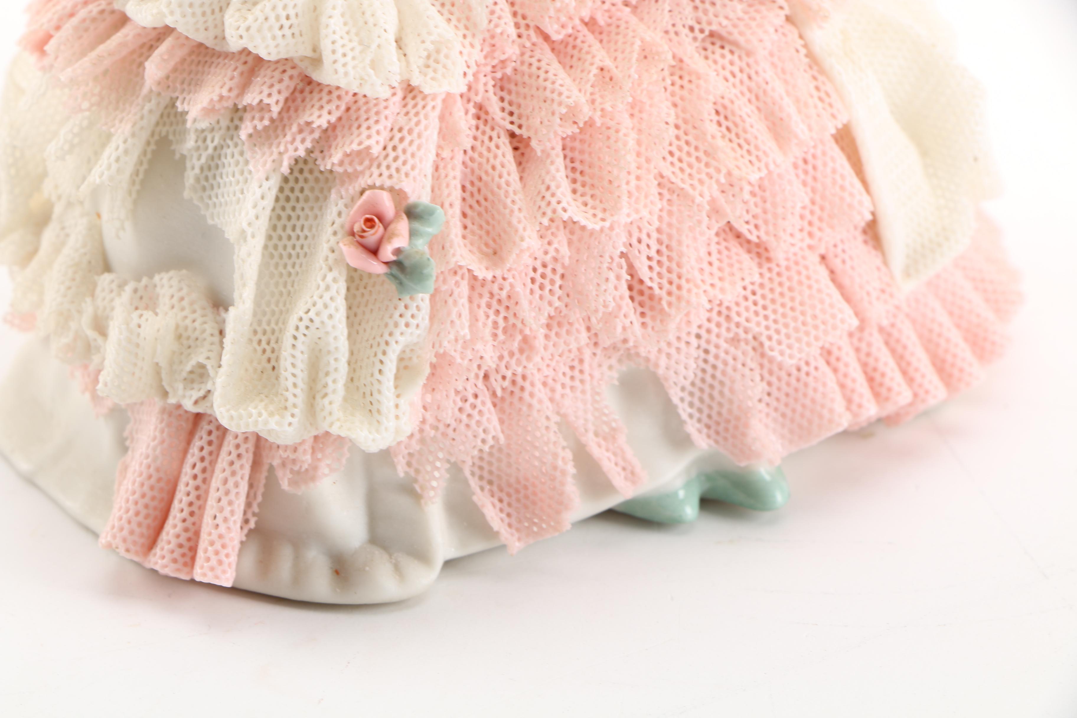 Frankenthal Dresden Lace Figurine and Courting Couple