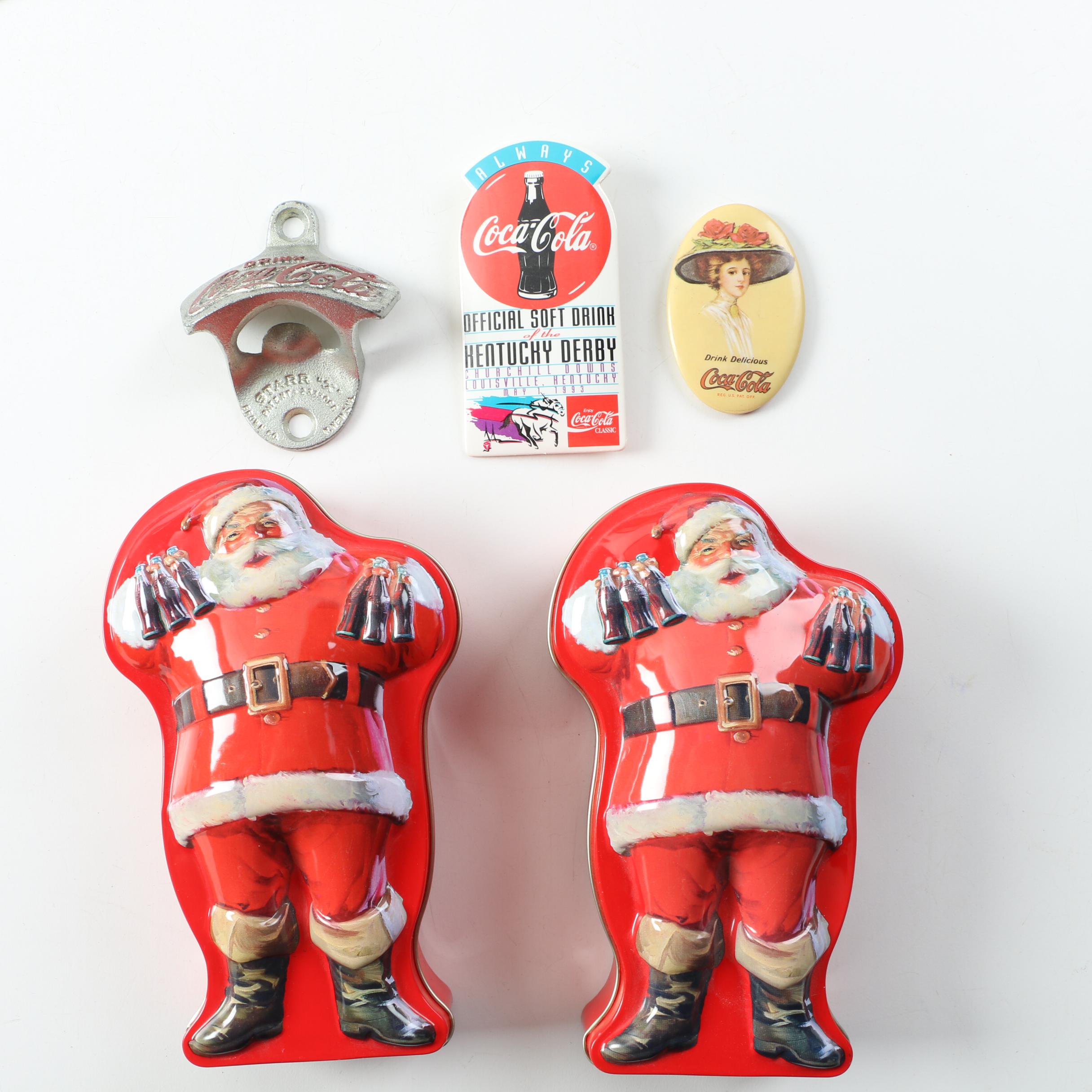 Coca-Cola Clock, Posters, Tokens and Other Assorted Collectibles Cigar Box