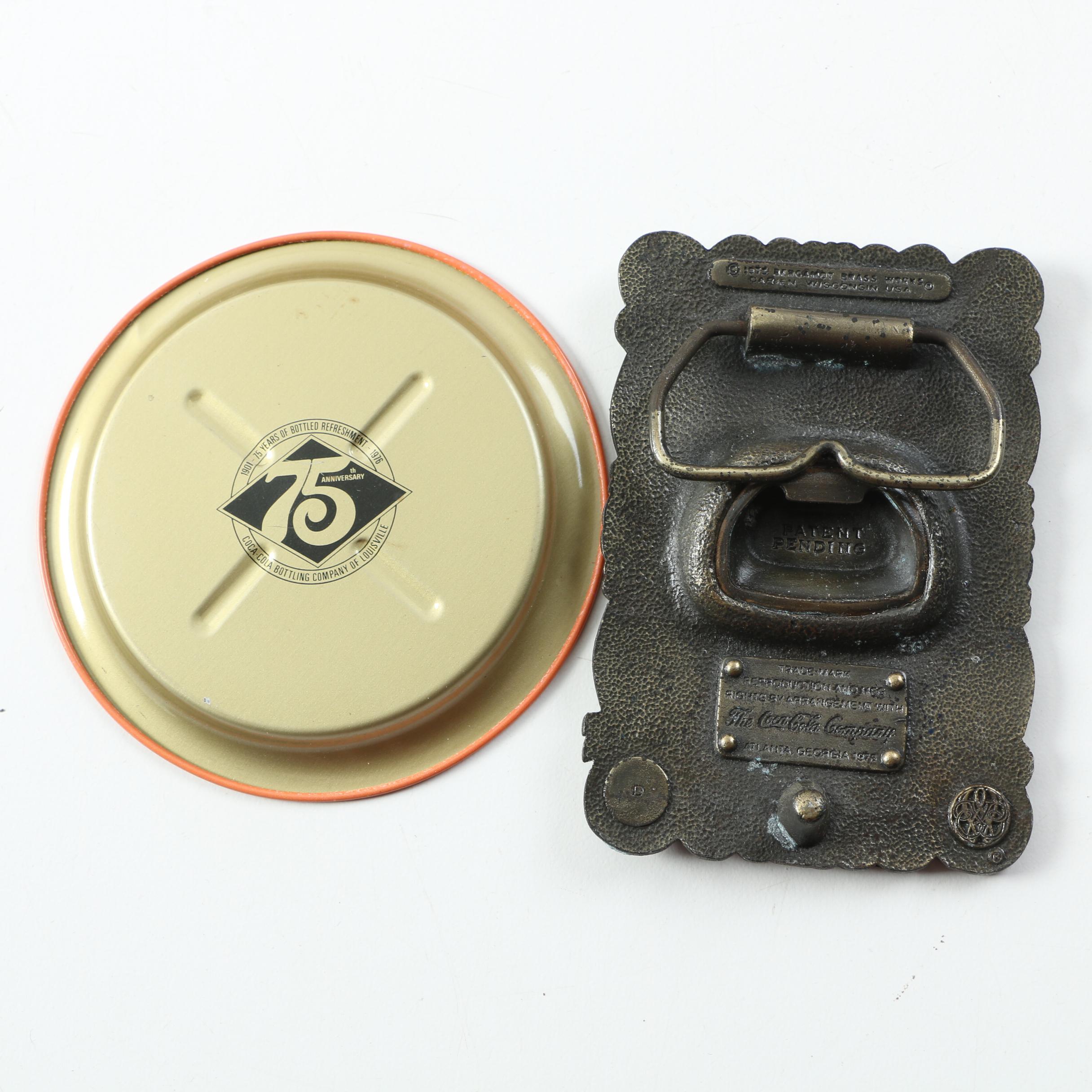 Coca-Cola Clock, Posters, Tokens and Other Assorted Collectibles Cigar Box