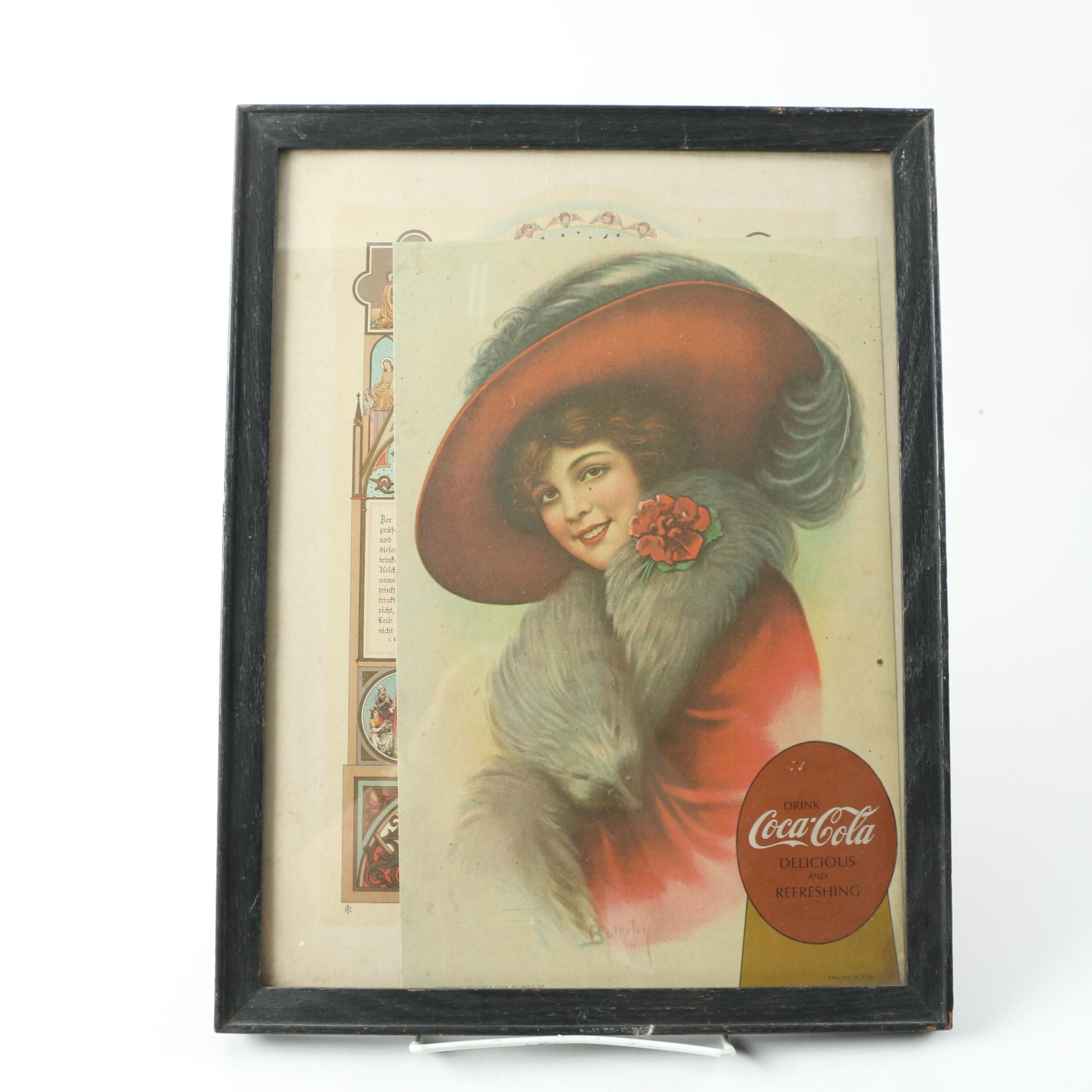 Coca-Cola Clock, Posters, Tokens and Other Assorted Collectibles Cigar Box