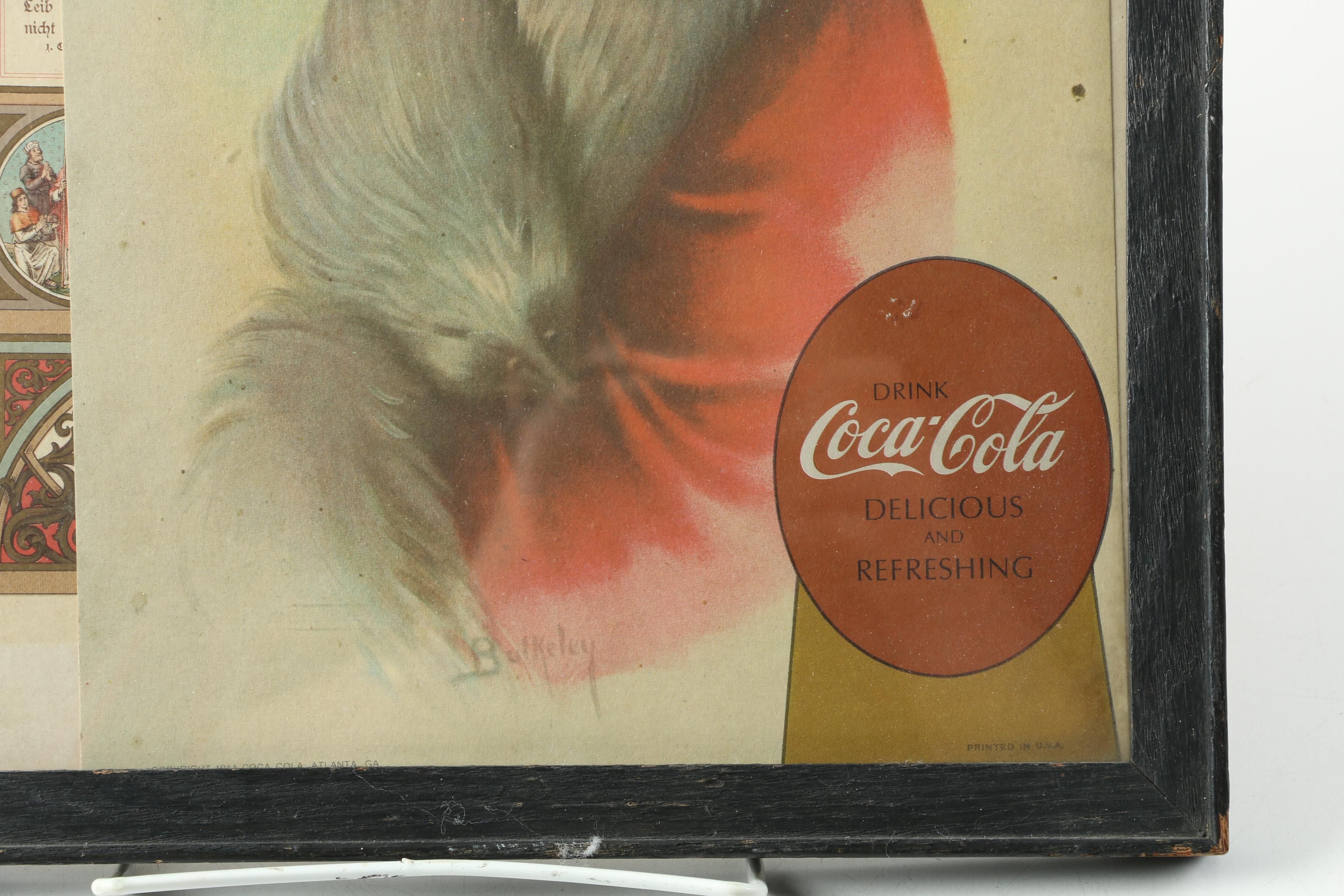 Coca-Cola Clock, Posters, Tokens and Other Assorted Collectibles Cigar Box