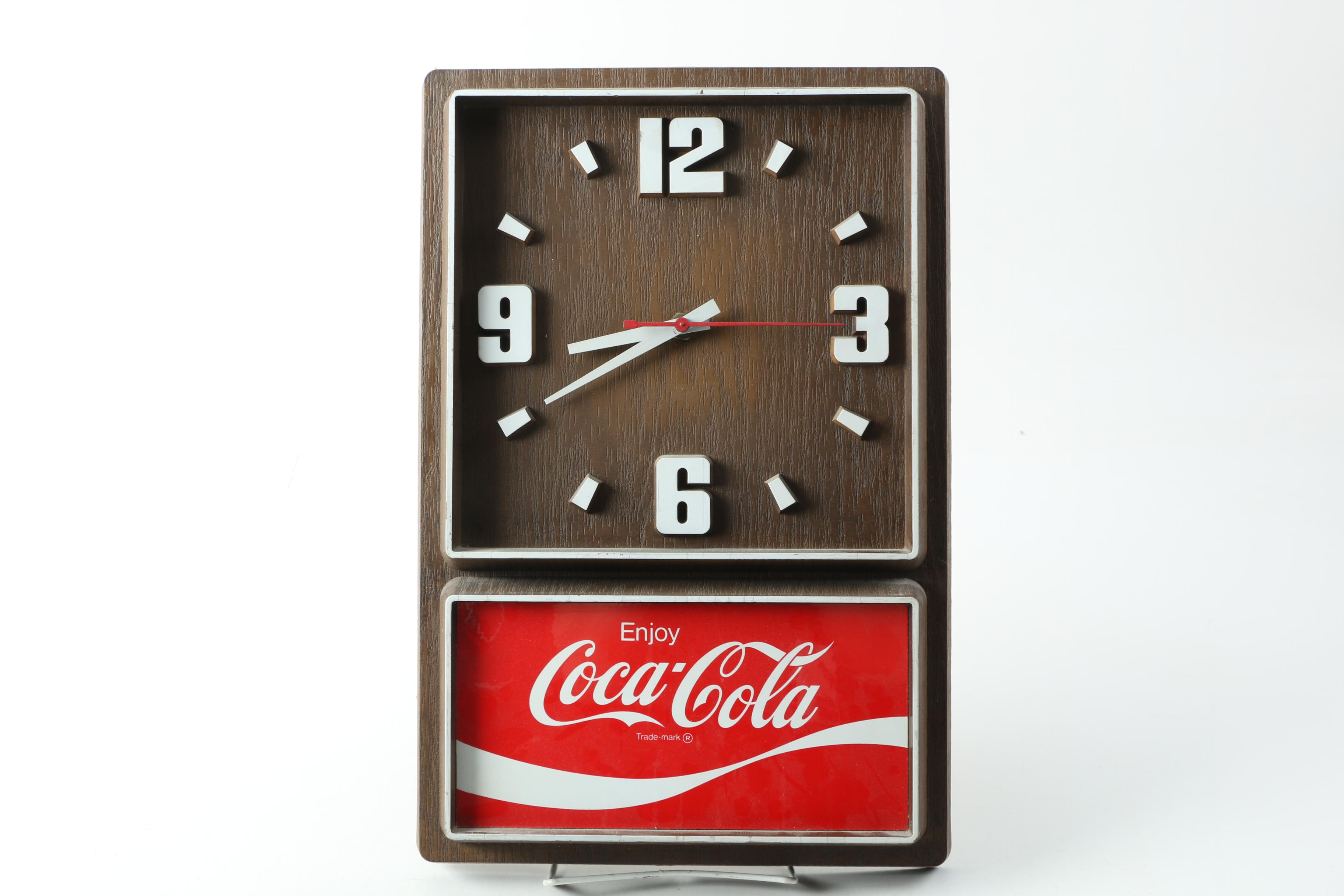 Coca-Cola Clock, Posters, Tokens and Other Assorted Collectibles Cigar Box