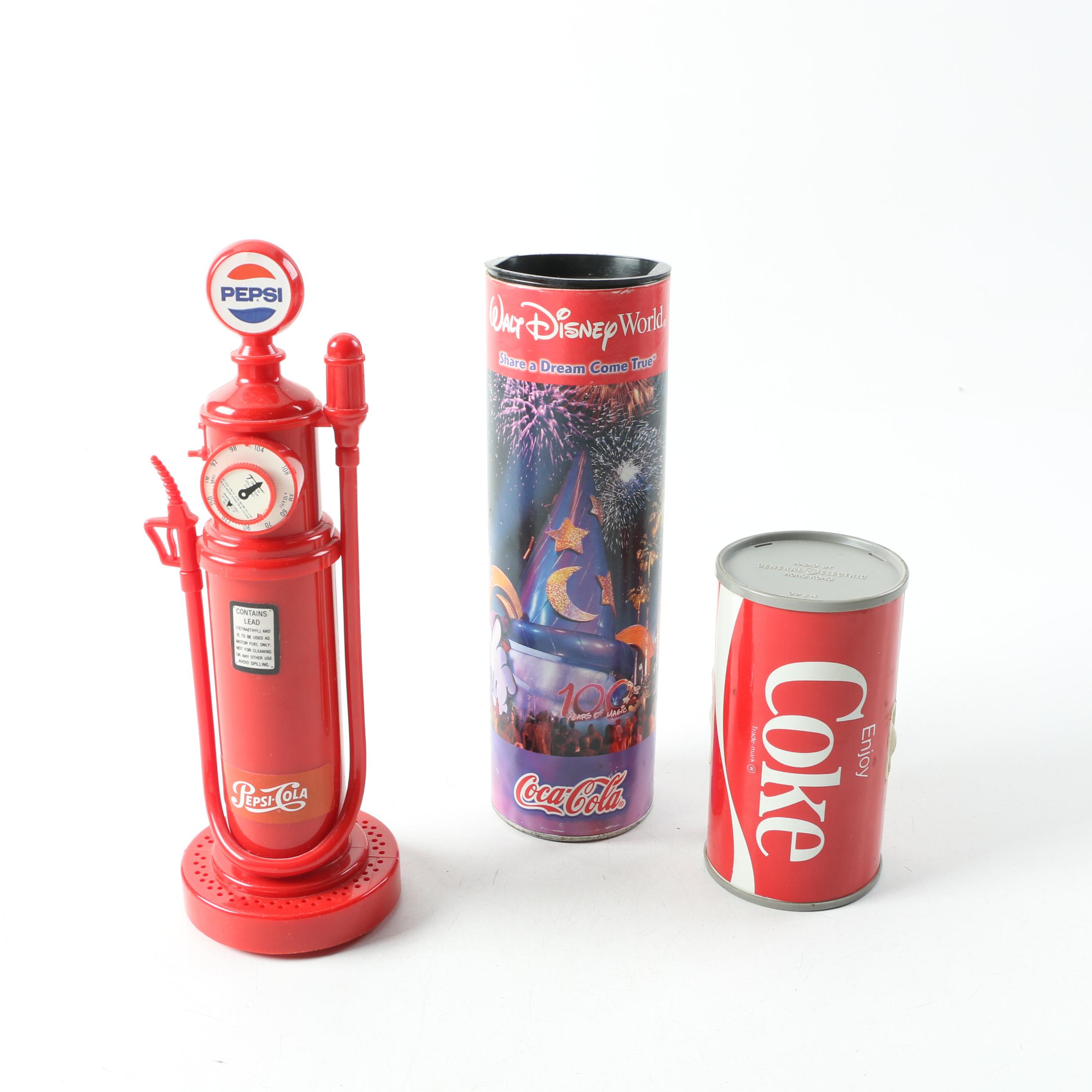 Coca-Cola Clock, Posters, Tokens and Other Assorted Collectibles Cigar Box