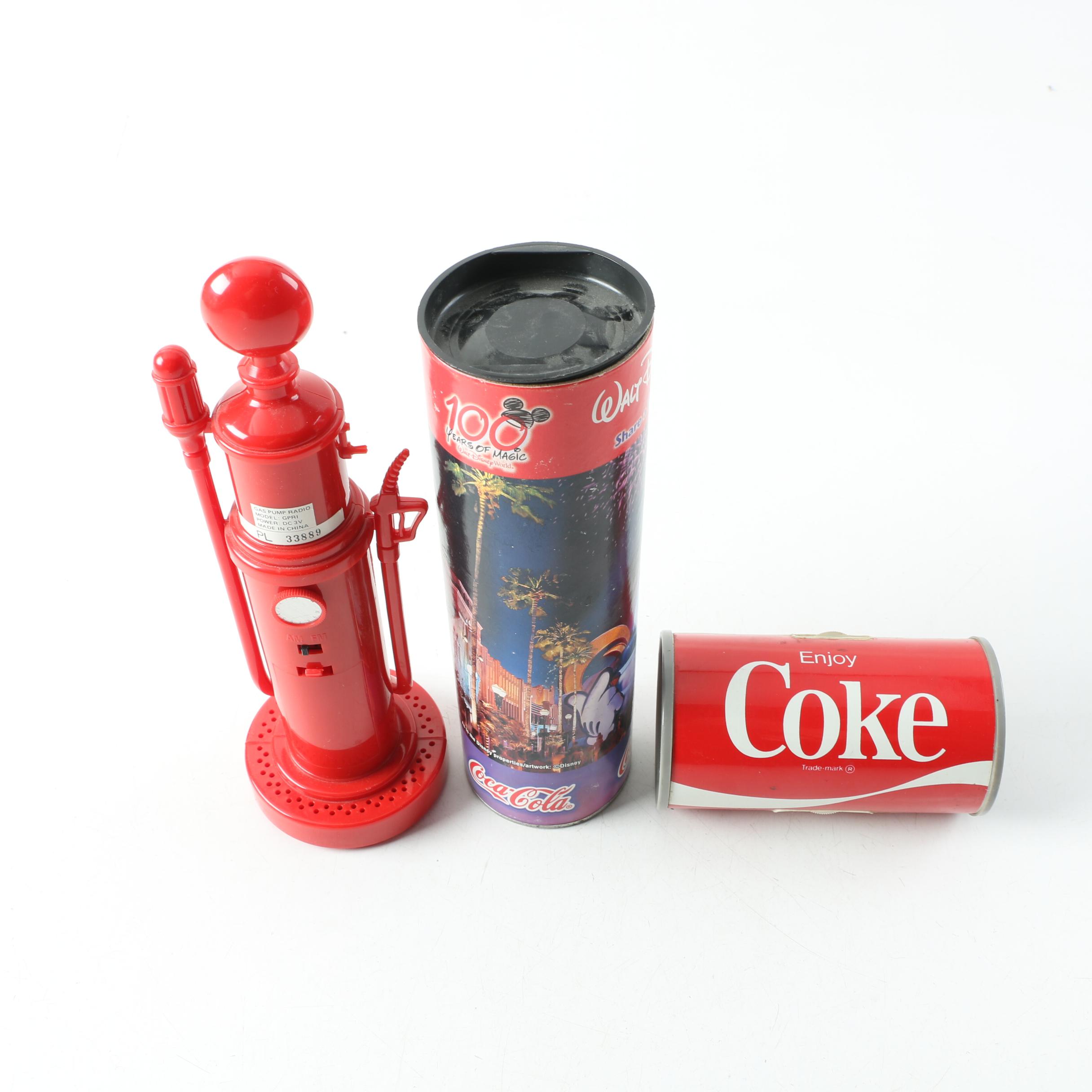 Coca-Cola Clock, Posters, Tokens and Other Assorted Collectibles Cigar Box