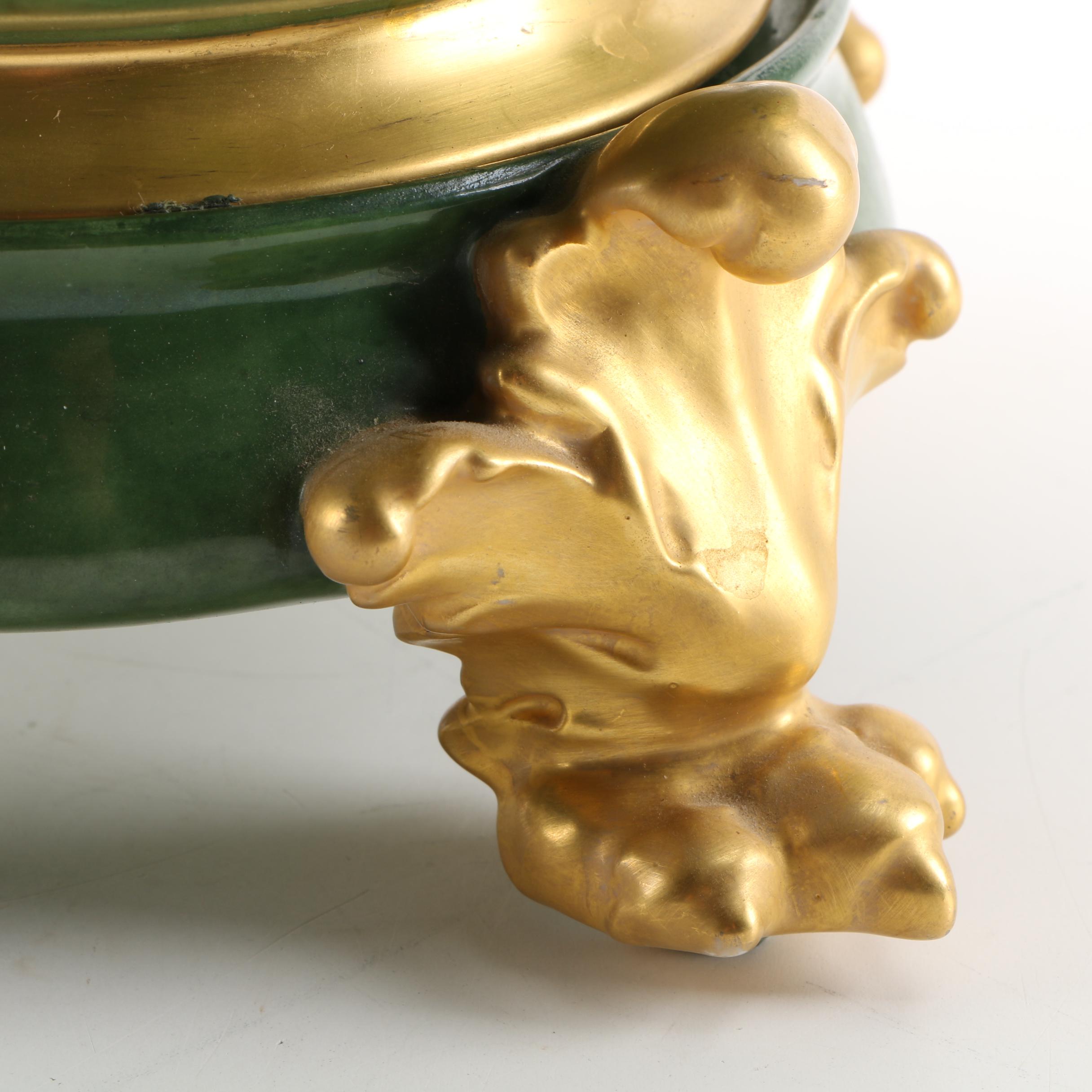 Vintage HC Royal Bavaria Porcelain Punch Bowl with Stand