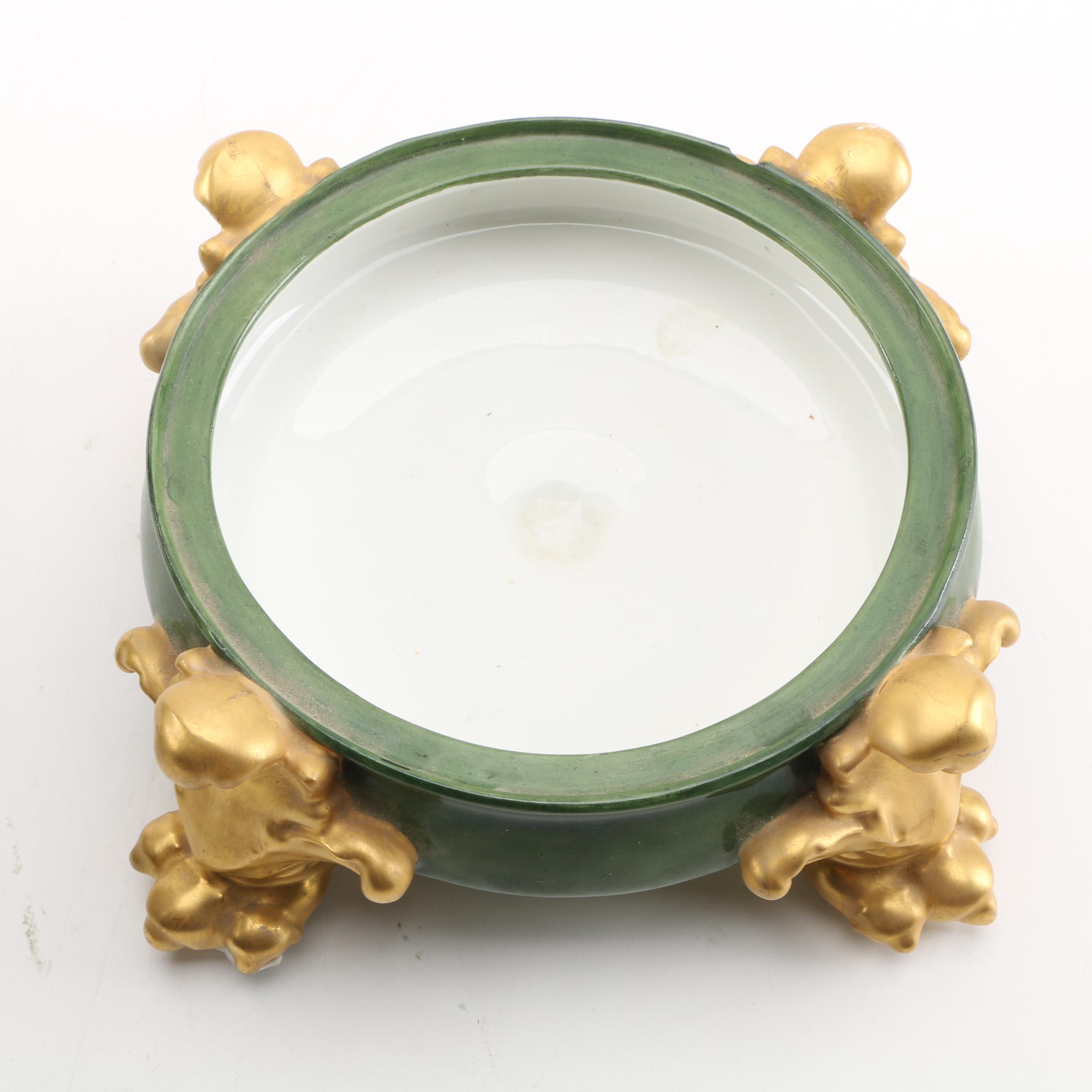 Vintage HC Royal Bavaria Porcelain Punch Bowl with Stand