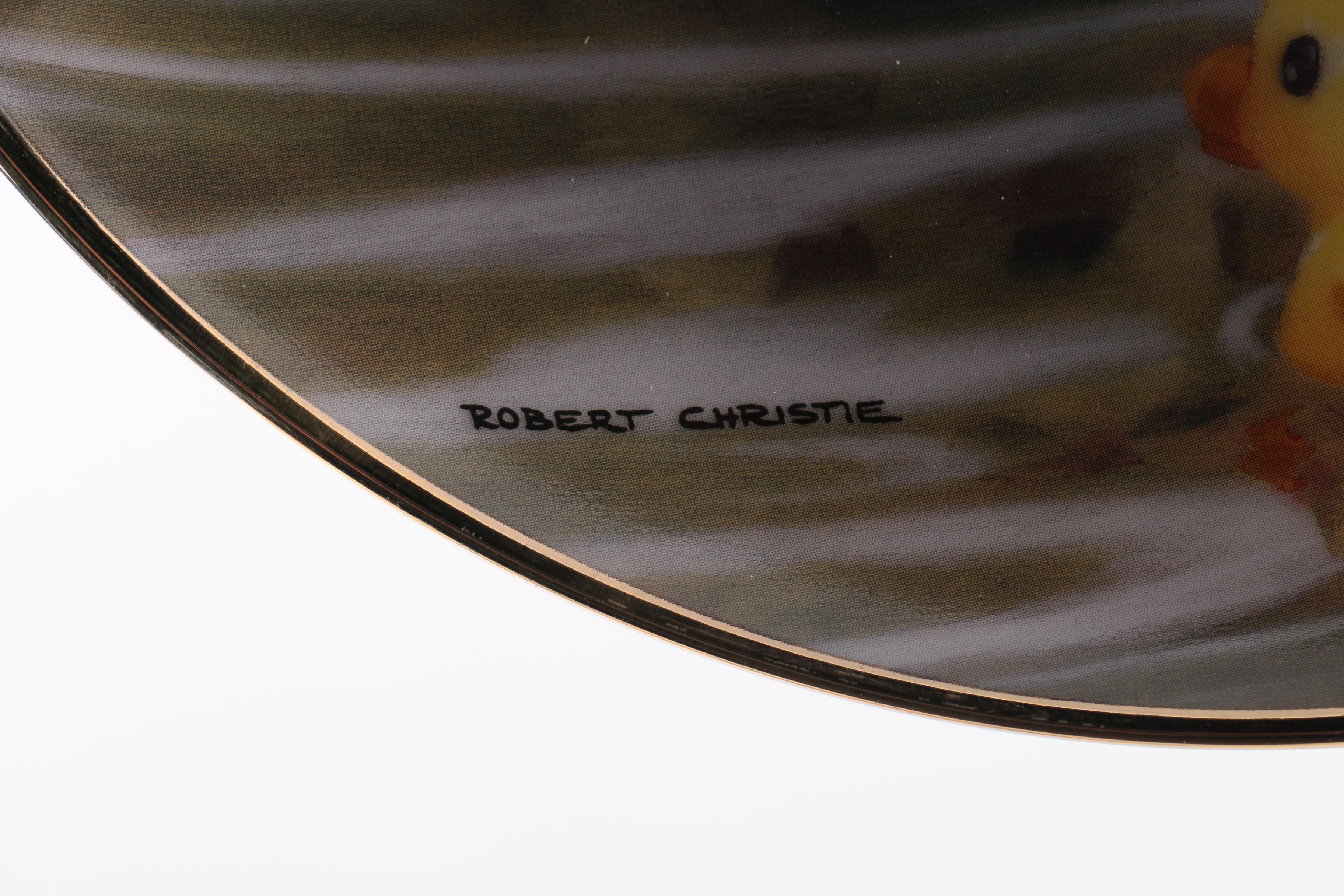 Robert Christie for Franklin Mint Collectible Porcelain Plates Featuring Puppies