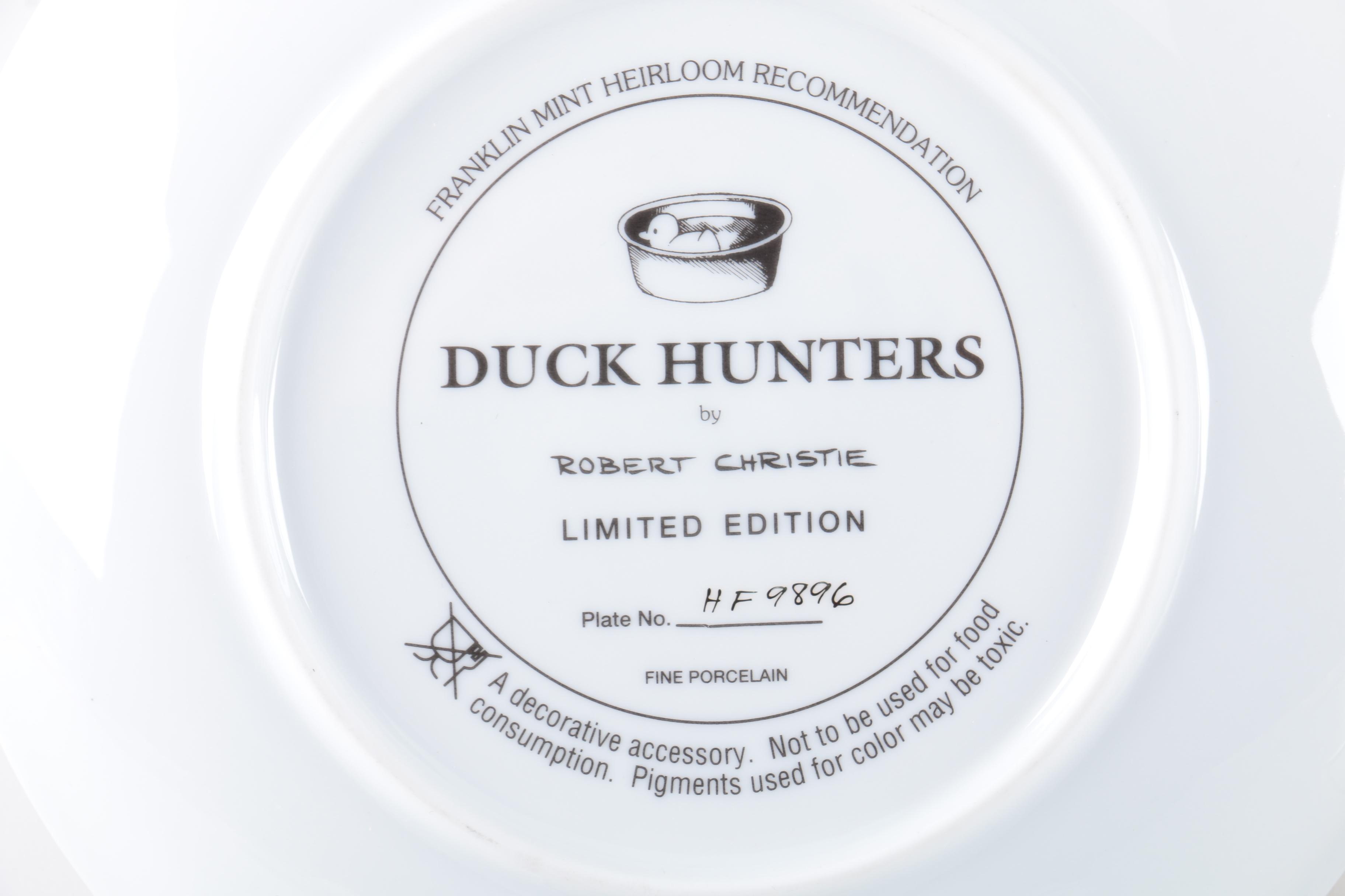 Robert Christie for Franklin Mint Collectible Porcelain Plates Featuring Puppies