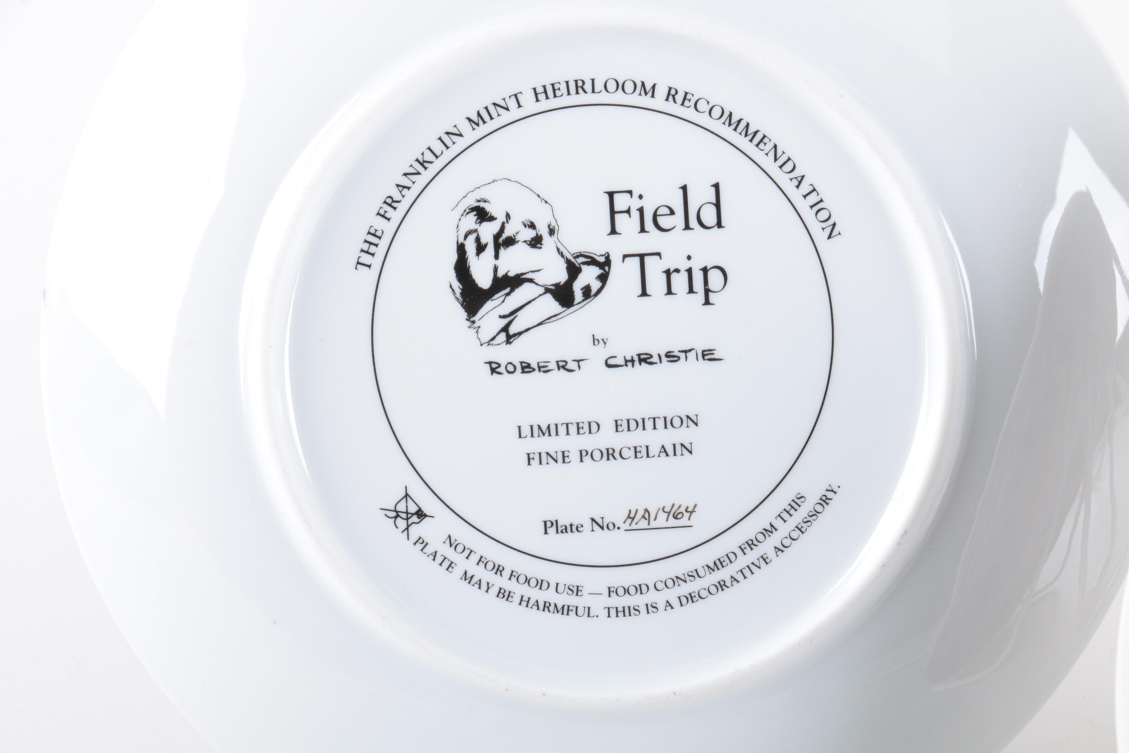 Robert Christie for Franklin Mint Collectible Porcelain Plates Featuring Puppies