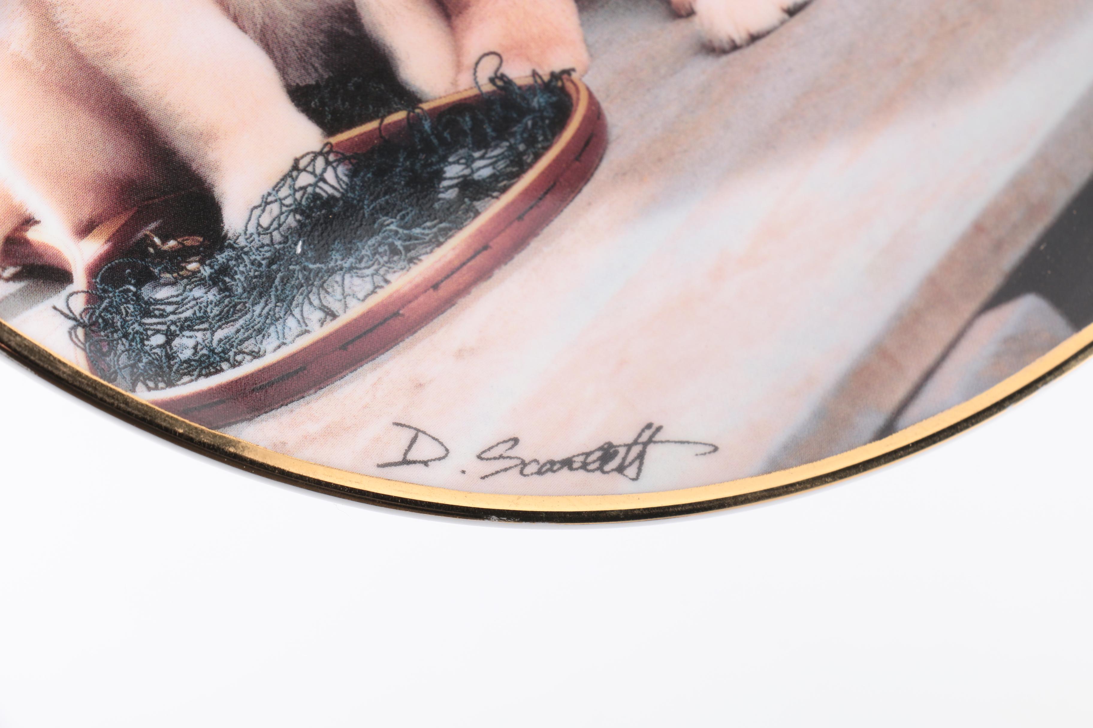 Robert Christie for Franklin Mint Collectible Porcelain Plates Featuring Puppies