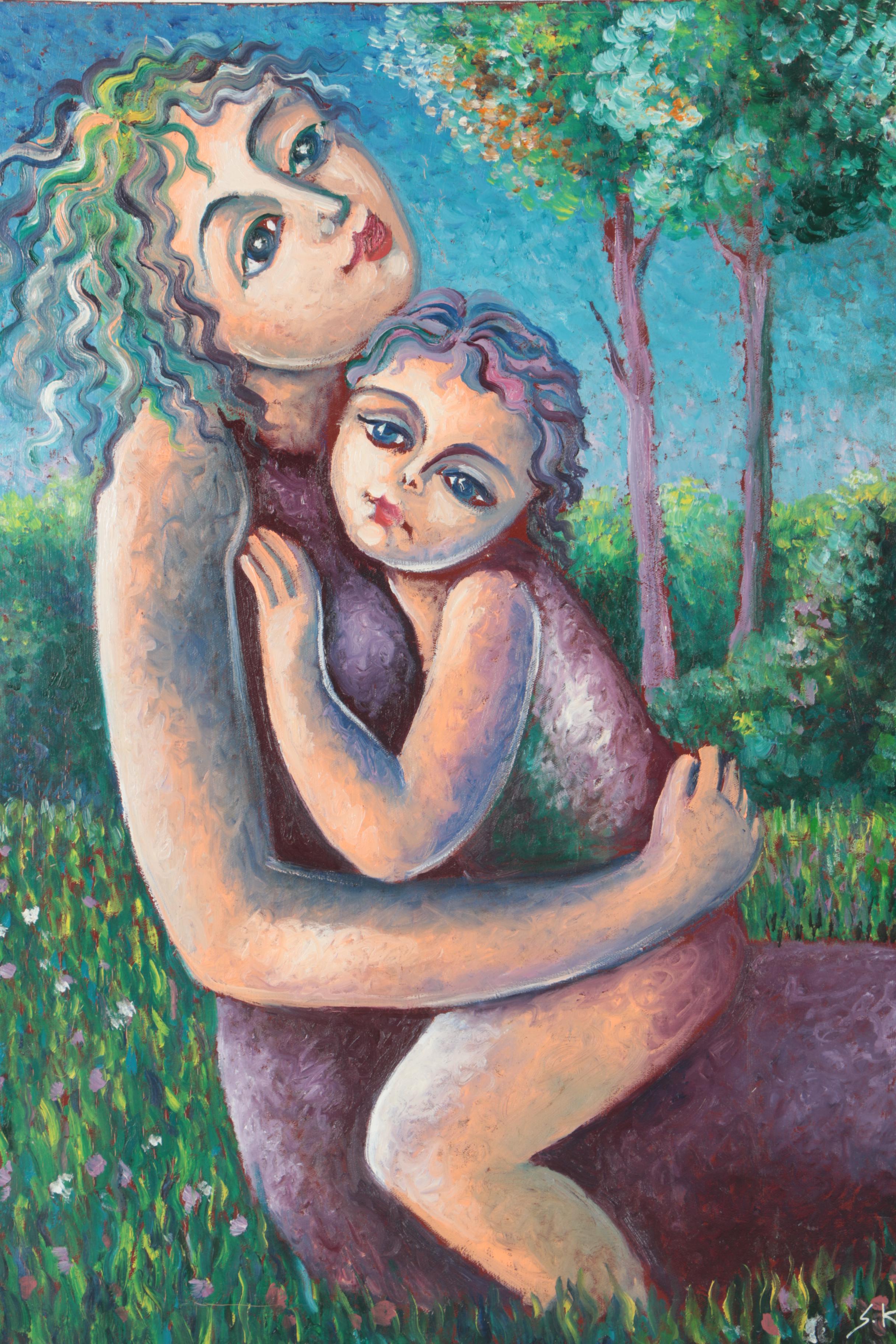 Sarah Kinan Oil Painting of Mother and Child