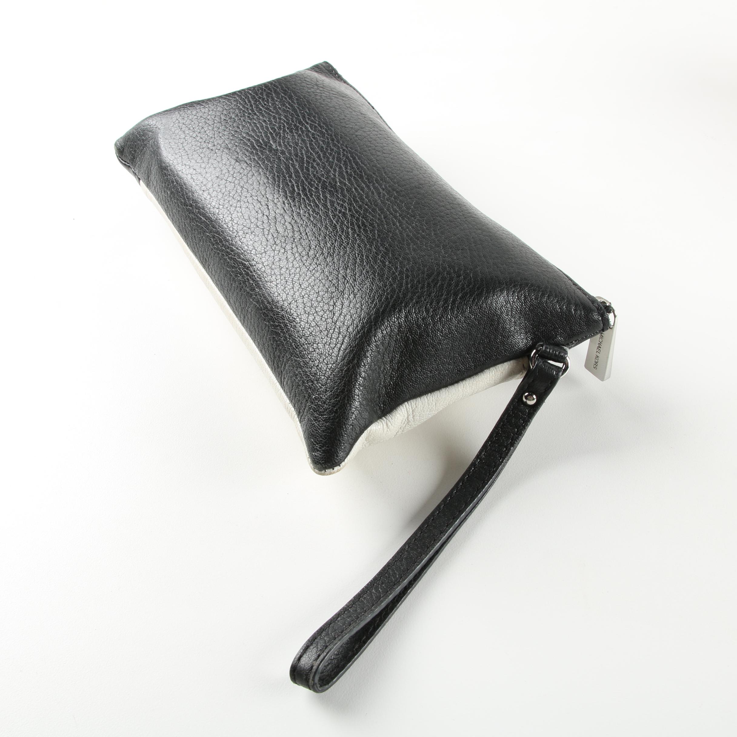 MICHAEL Michael Kors Leather Wristlet and Tory Burch Cosmetics Bag