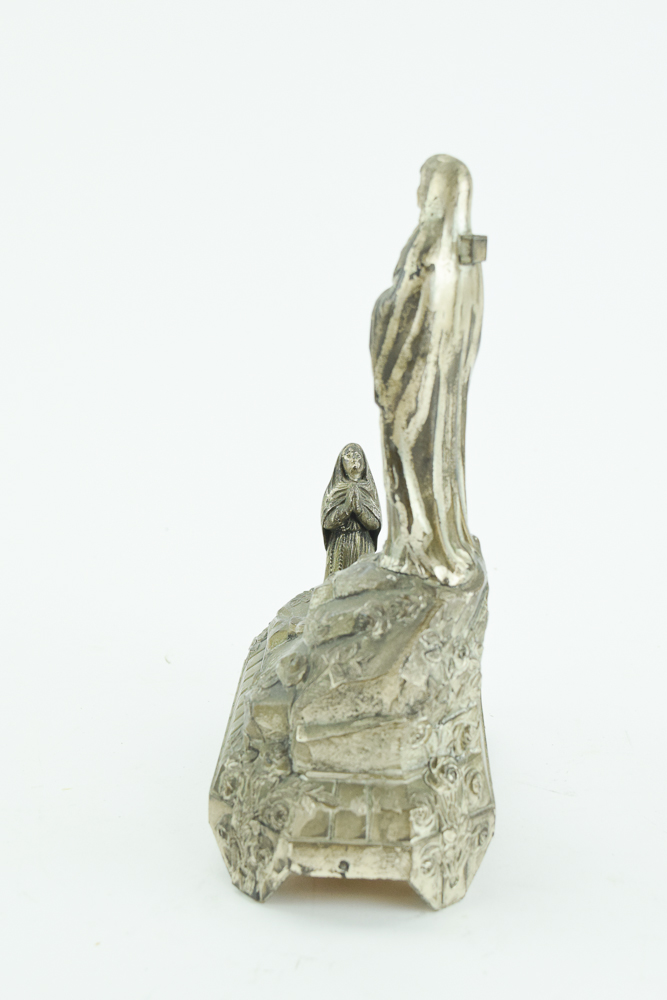 Vintage L' Apparition N.D. Lourdes French Cast Metal Music Box
