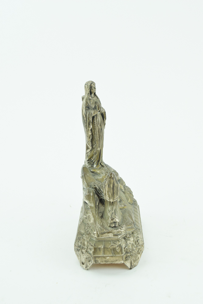 Vintage L' Apparition N.D. Lourdes French Cast Metal Music Box