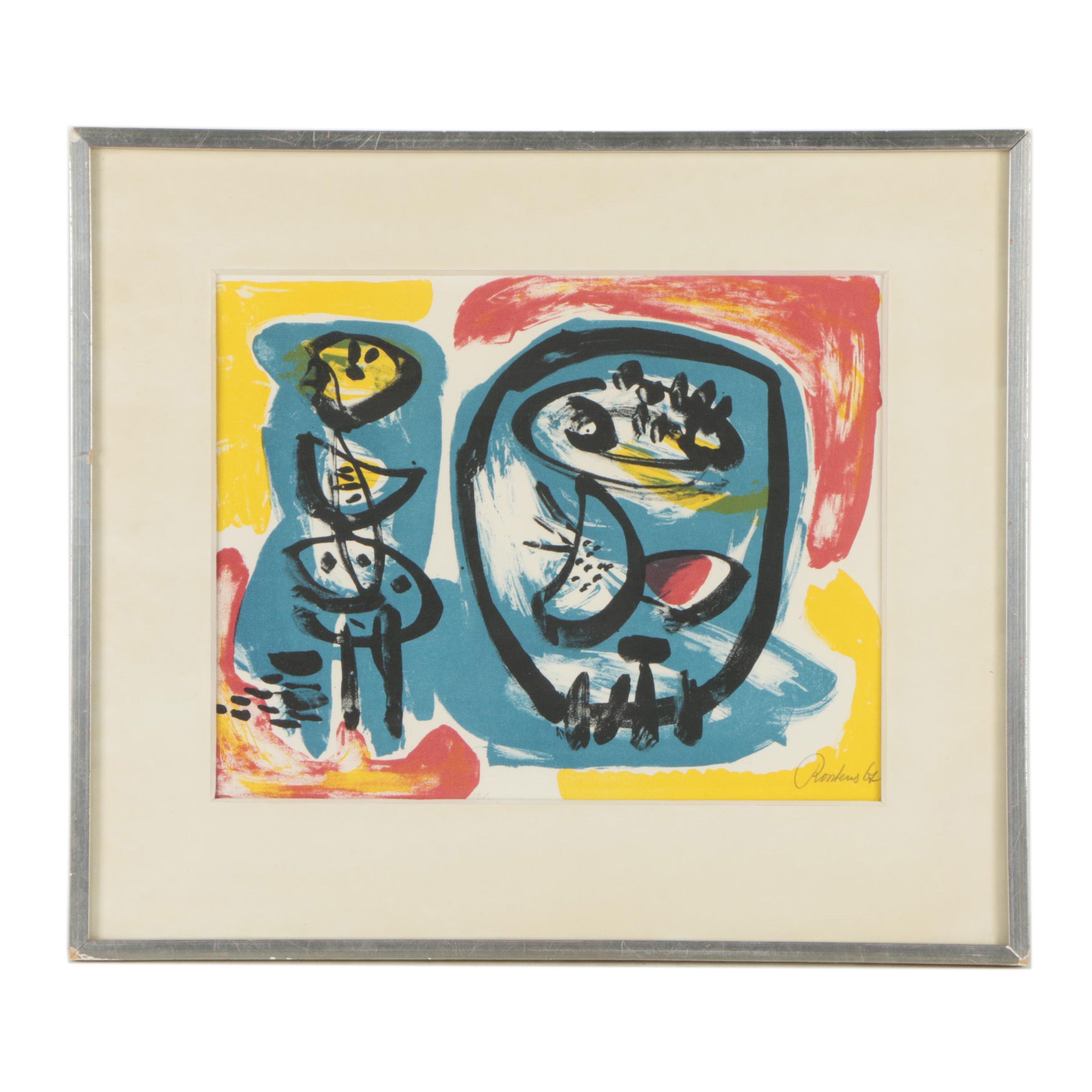 Anton Rooskens Color Lithograph "Cobra Circle"