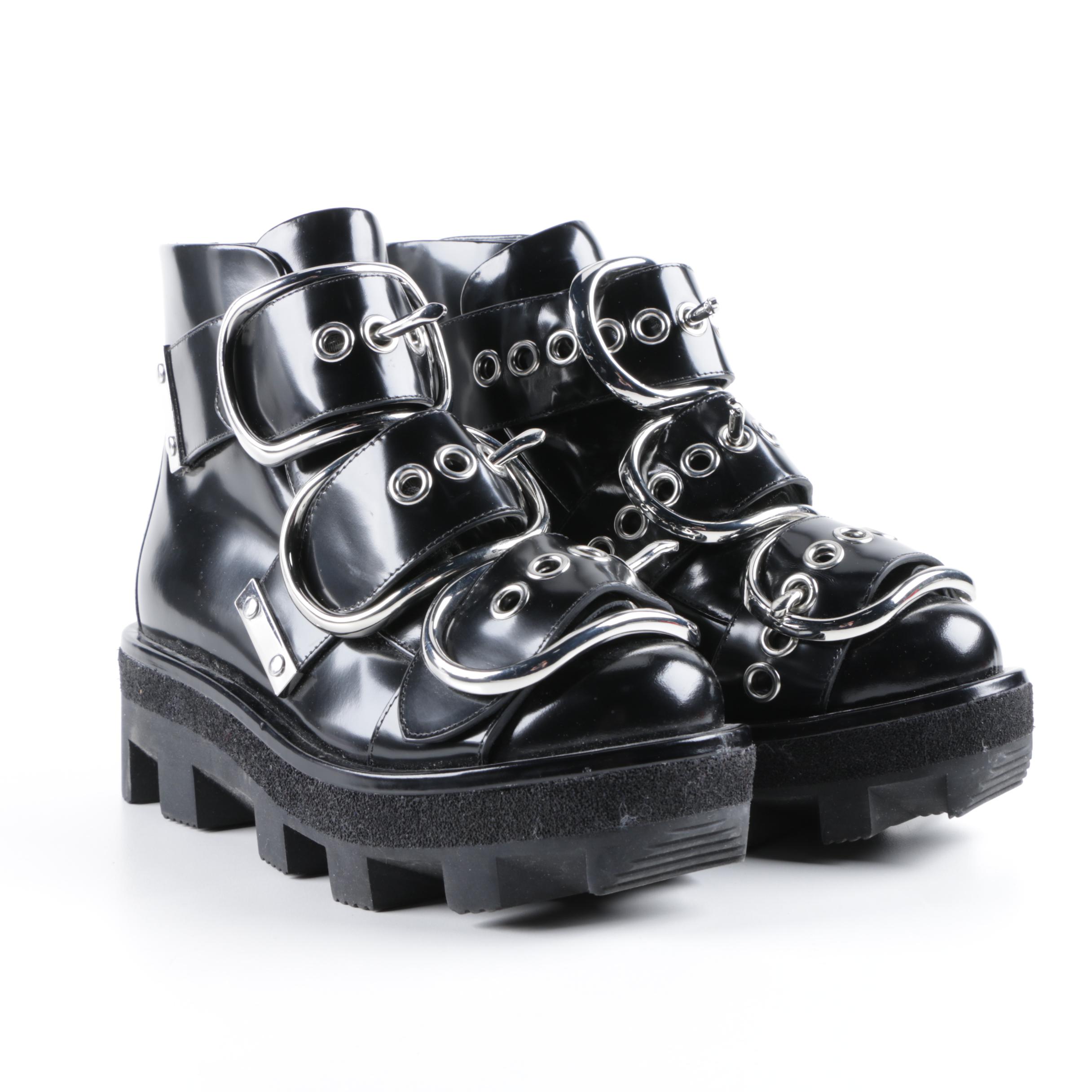 Alexander Wang Sloane Runway Black Buckle Boots