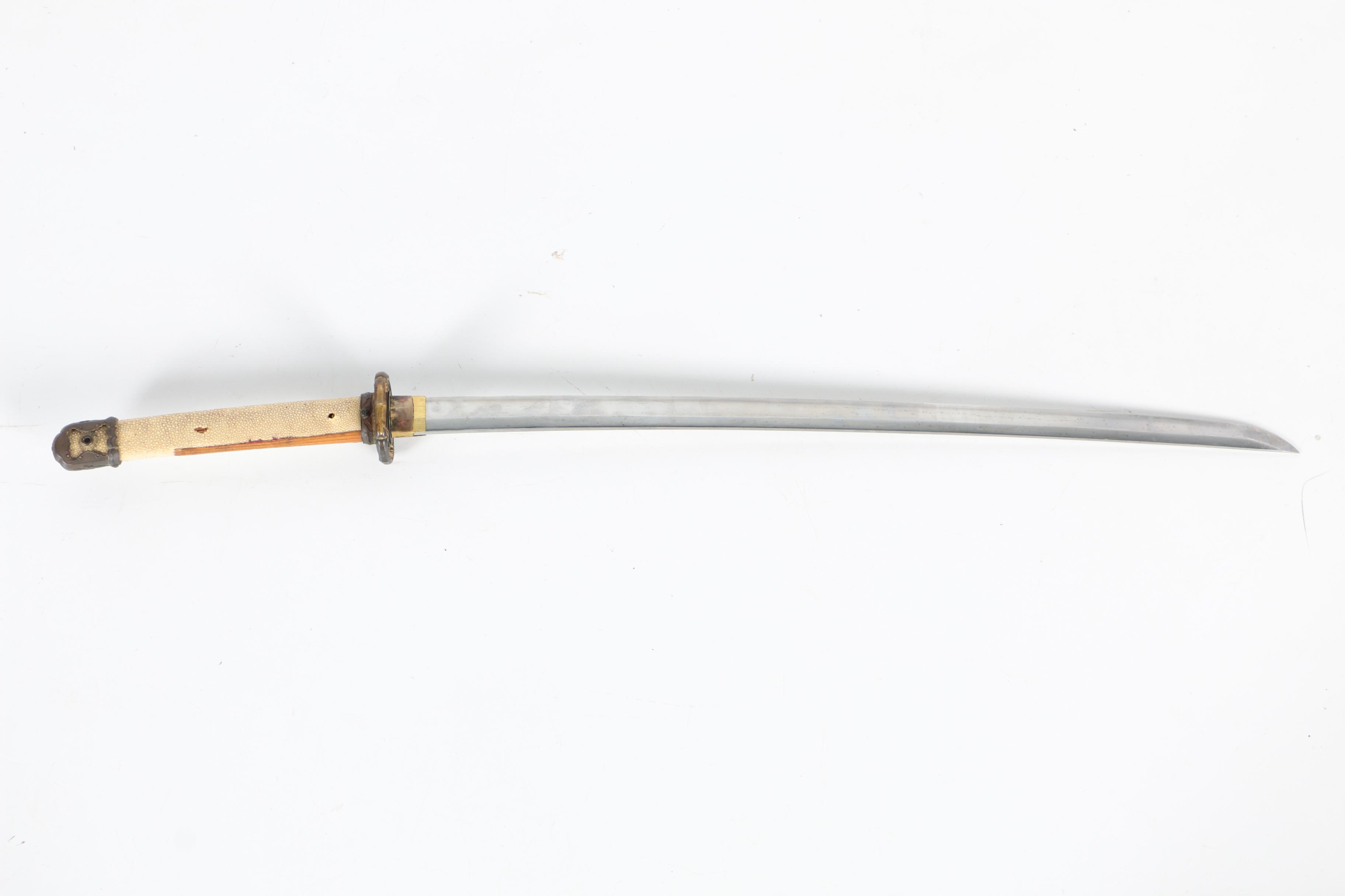 World War II Era Shin Guntō Japanese Sword with Metal Scabbard