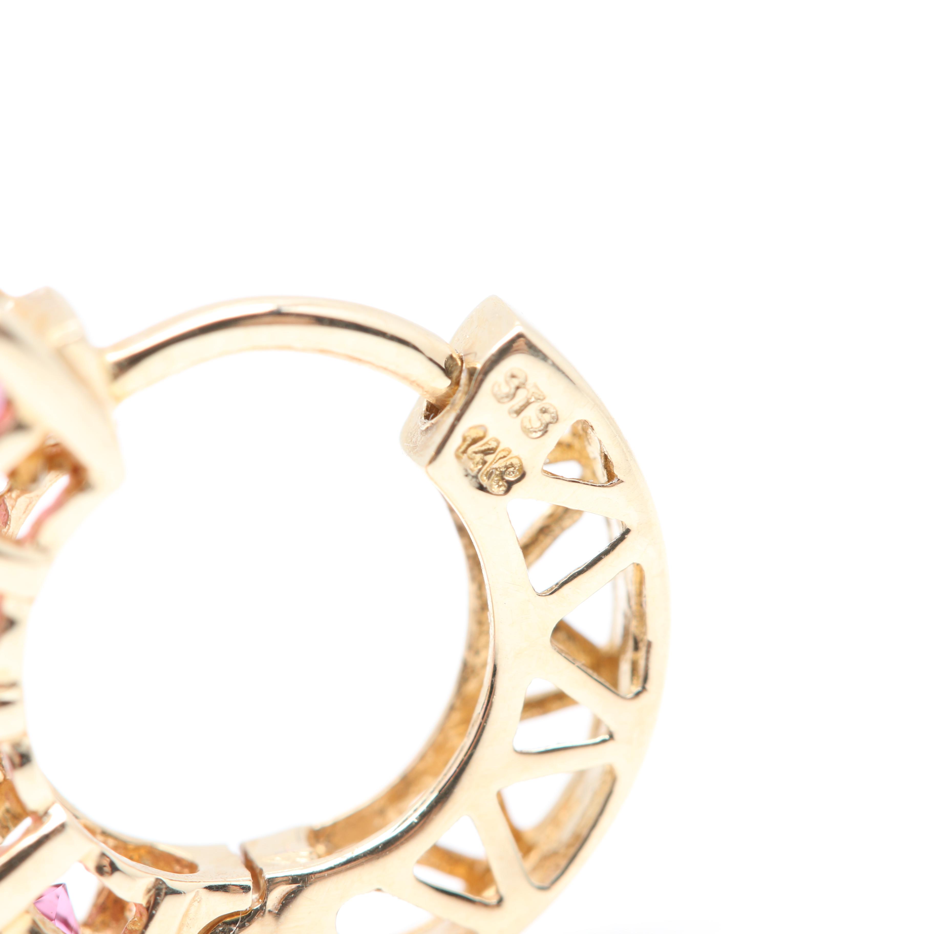 14K Yellow Gold Pink Tourmaline Earrings