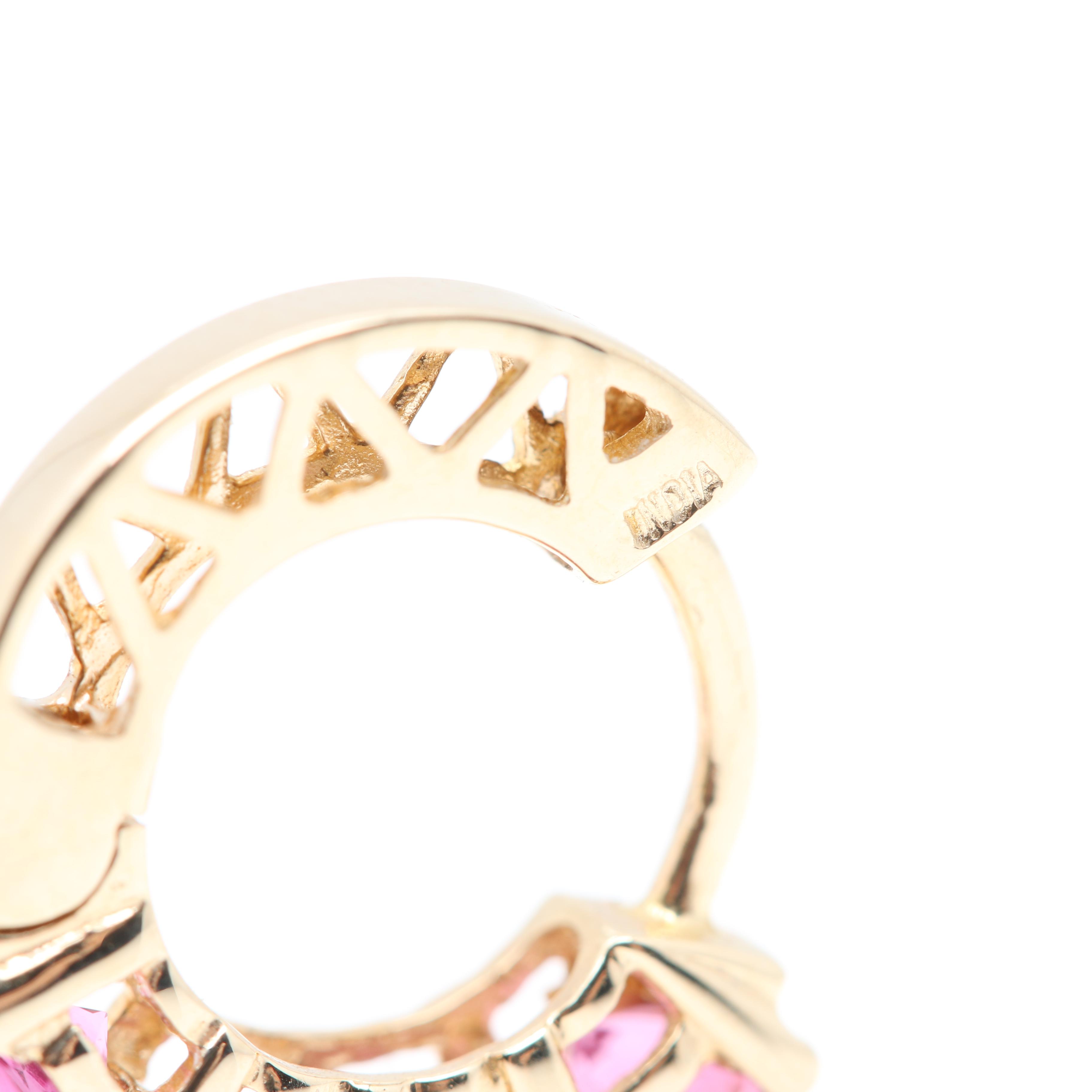 14K Yellow Gold Pink Tourmaline Earrings