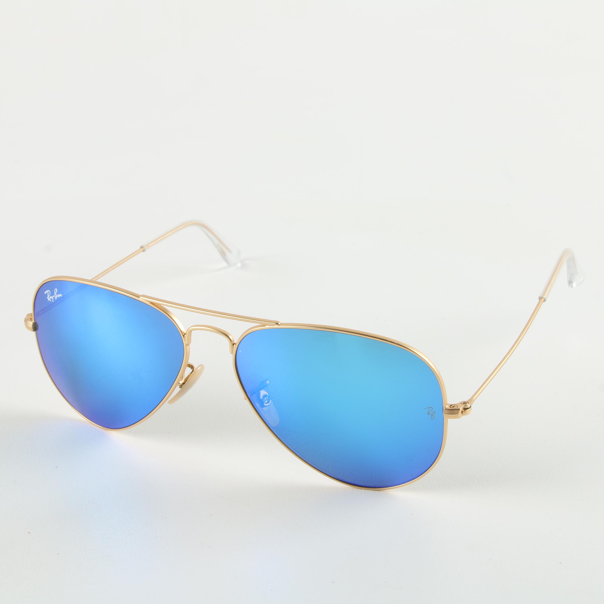 Ray-Ban Aviator Sunglasses with Blue Mirrored Lenses