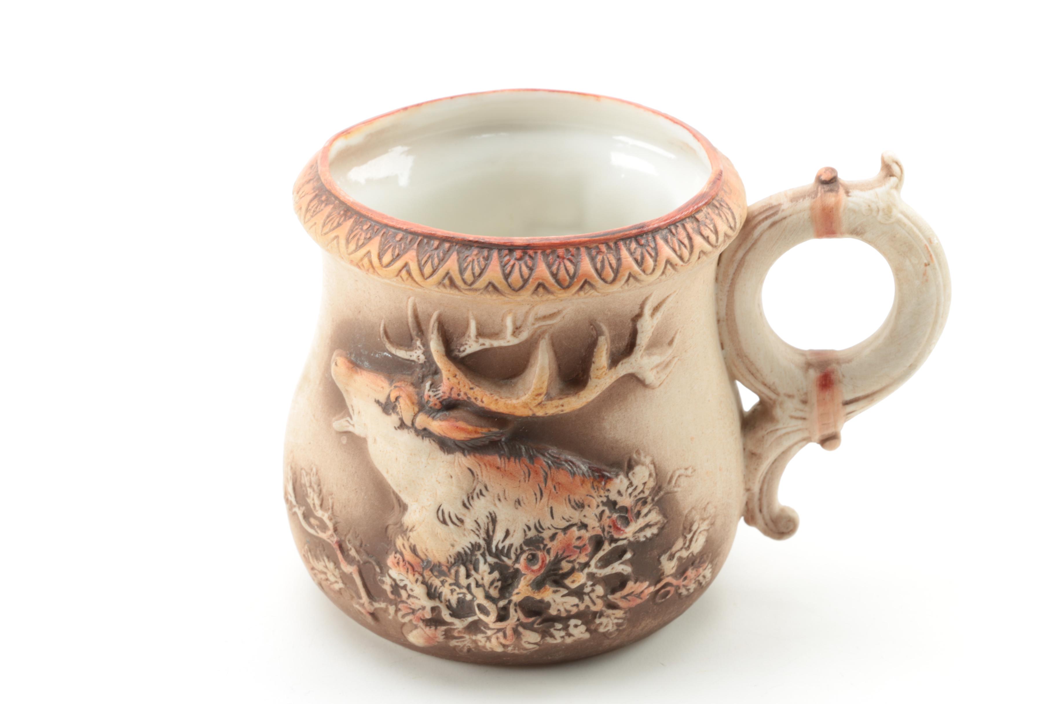 Antique Shafer & Vater Porcelain Shaving Mug and Vintage Vase