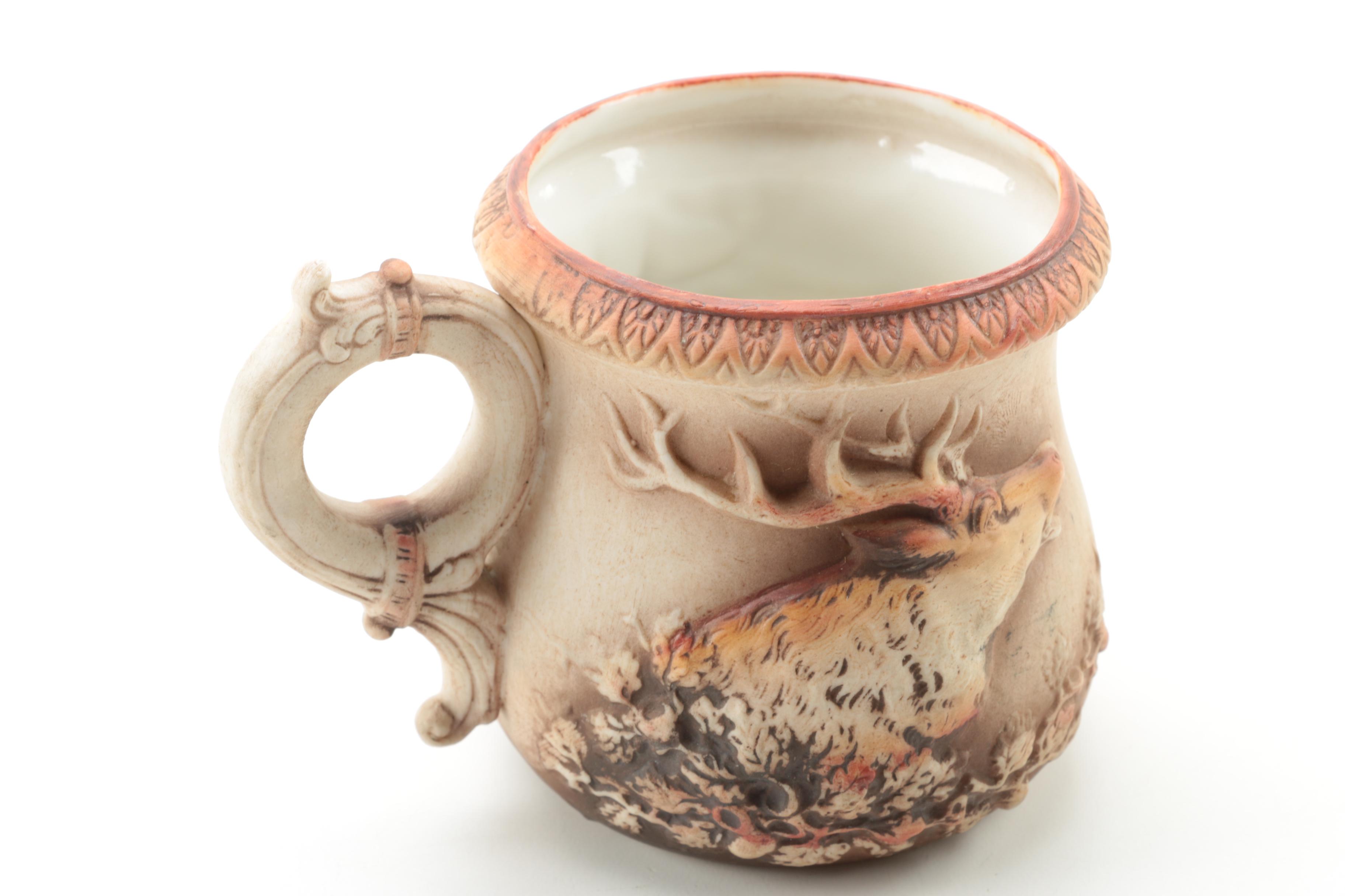 Antique Shafer & Vater Porcelain Shaving Mug and Vintage Vase