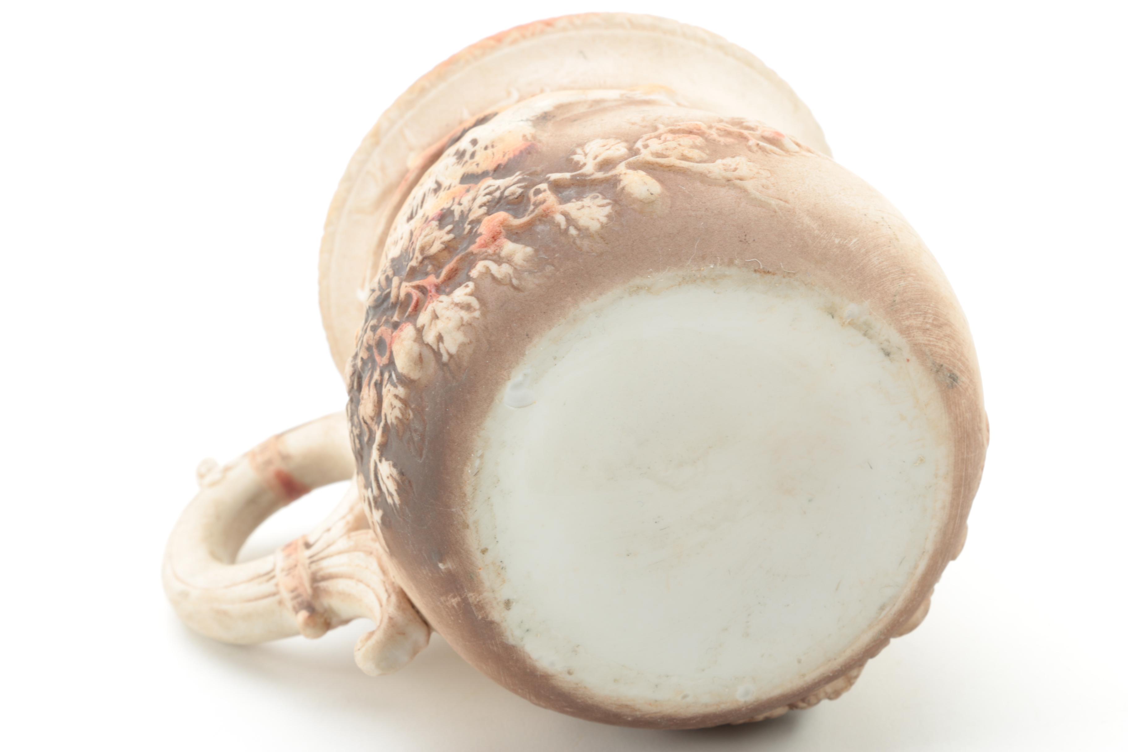 Antique Shafer & Vater Porcelain Shaving Mug and Vintage Vase