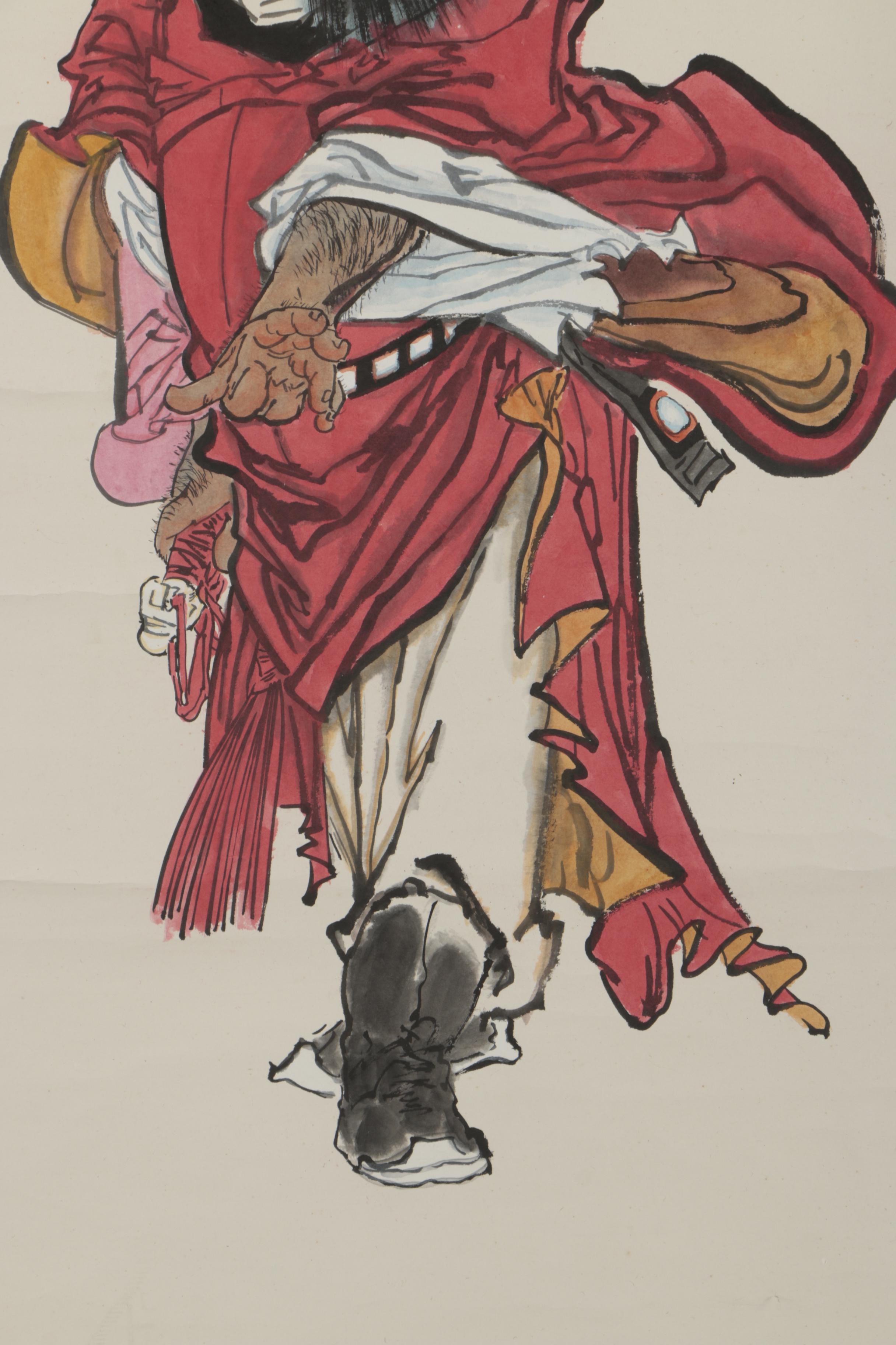 Chinese Watercolor and Ink Hanging Scroll of Zhong Kui