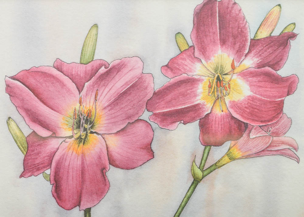 Carmel Foret Limited Edition Floral Offset Lithograph on Paper