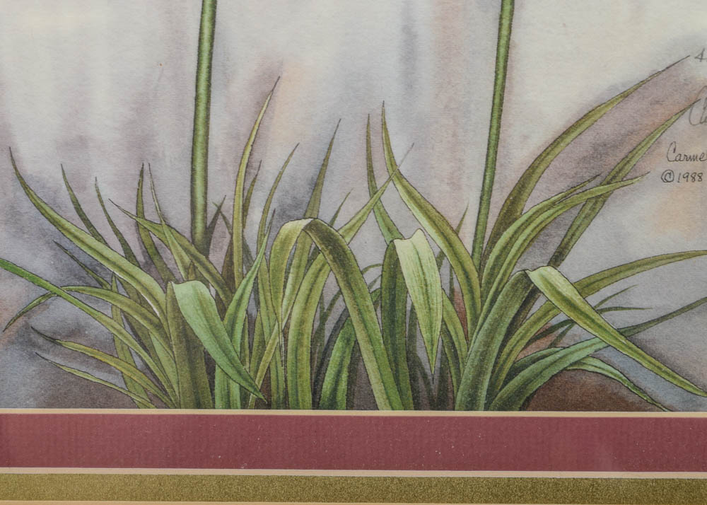 Carmel Foret Limited Edition Floral Offset Lithograph on Paper