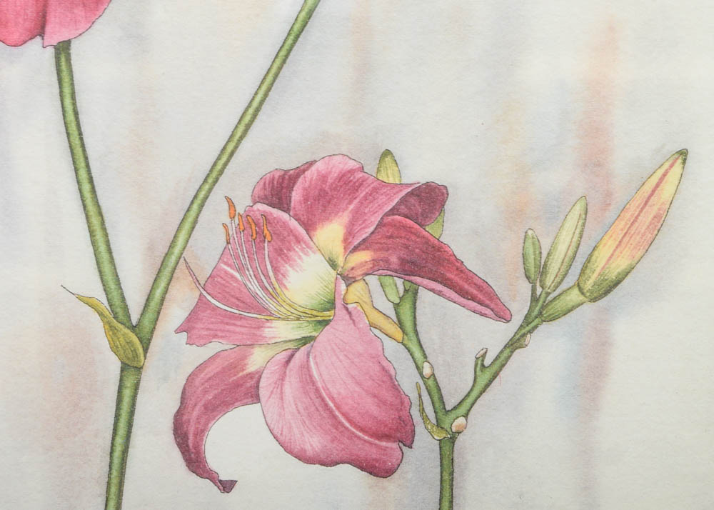 Carmel Foret Limited Edition Floral Offset Lithograph on Paper