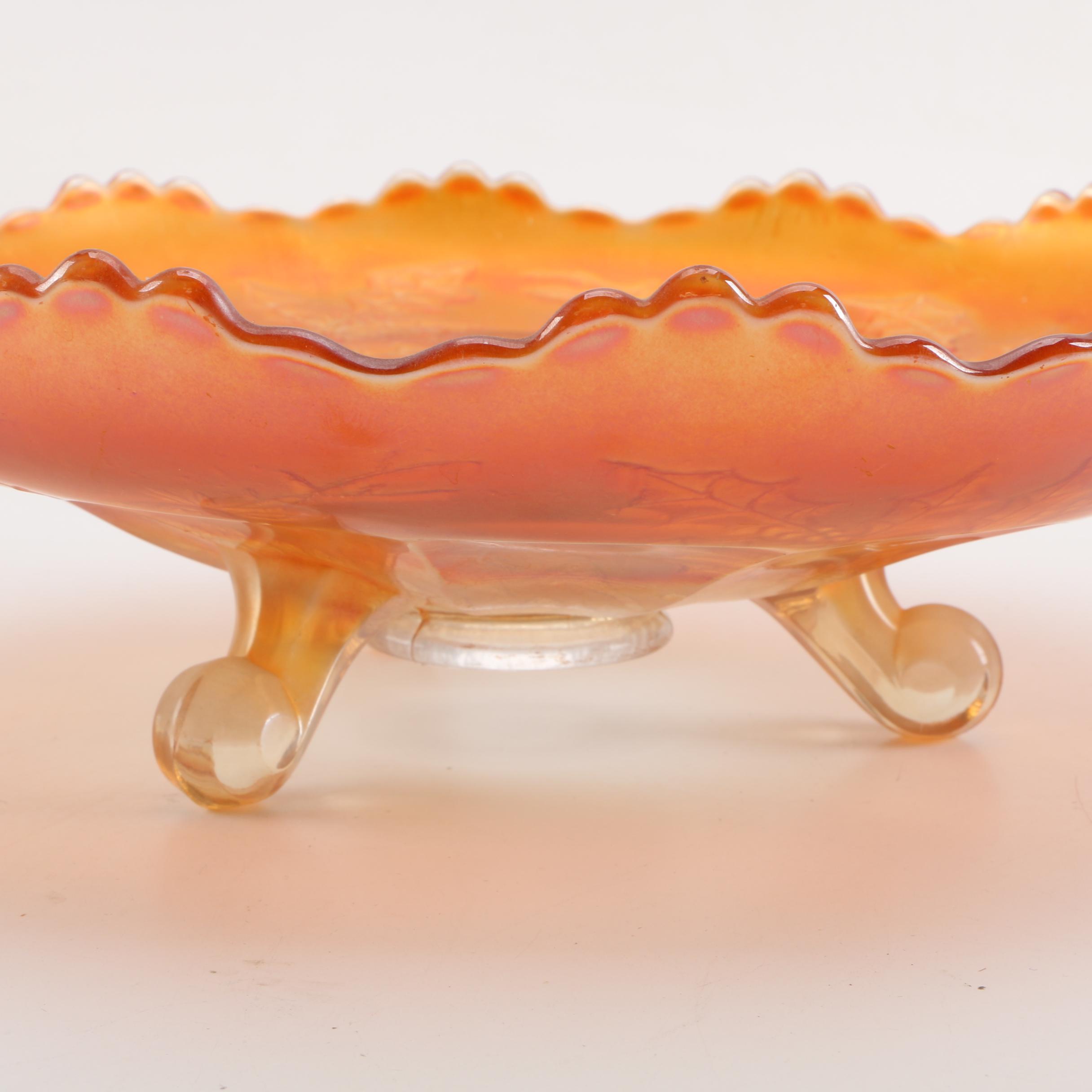 Fenton "Stag and Holly" Marigold Carnival Dish, Circa 1912
