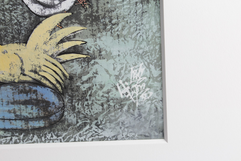 Chinese Gouache Painting of Woman and Child