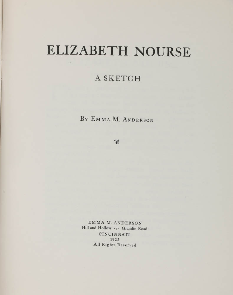 Collection of Elizabeth Nourse-Related Publications