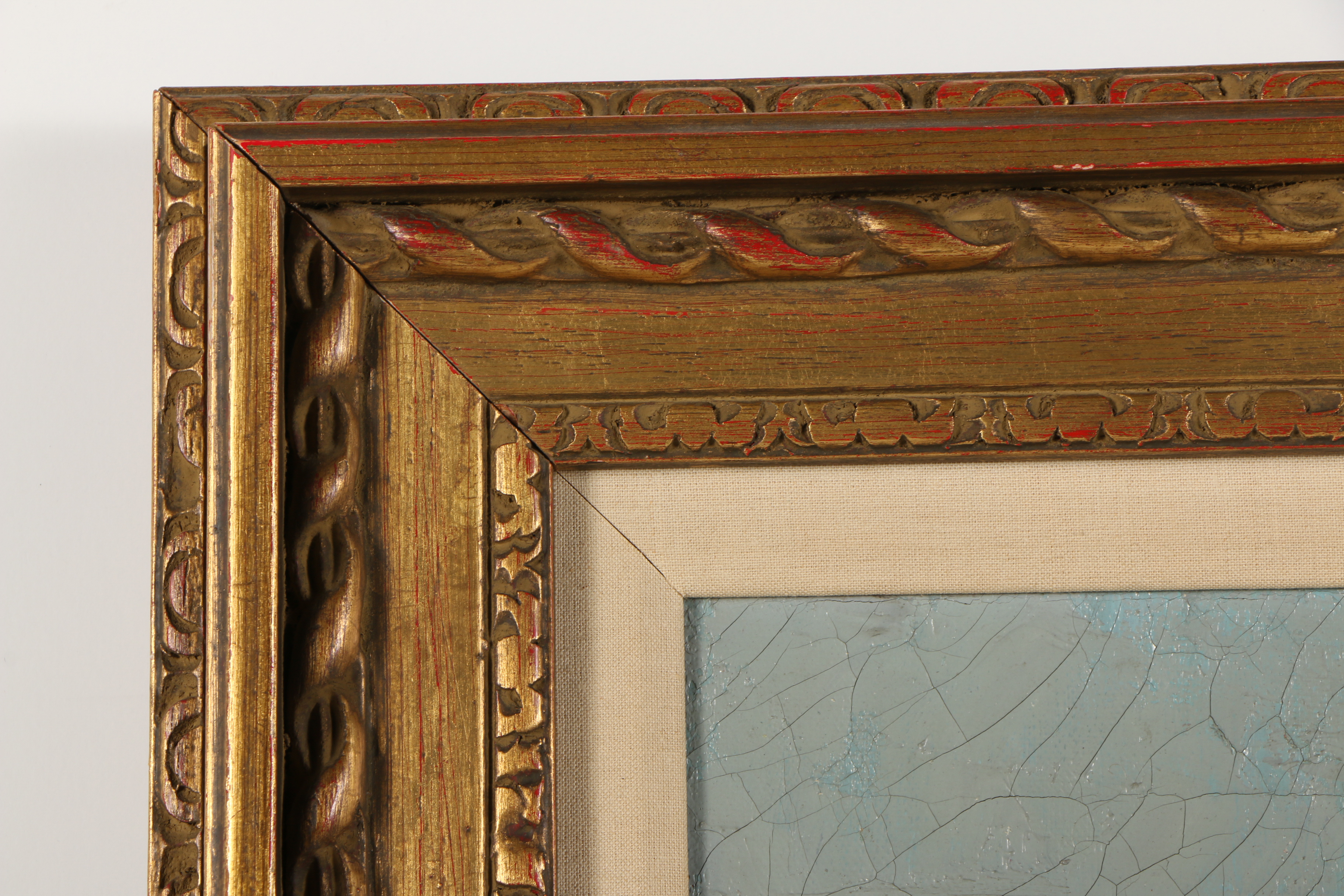 Vintage Oil Painting on Canvas of Boats at a Pier