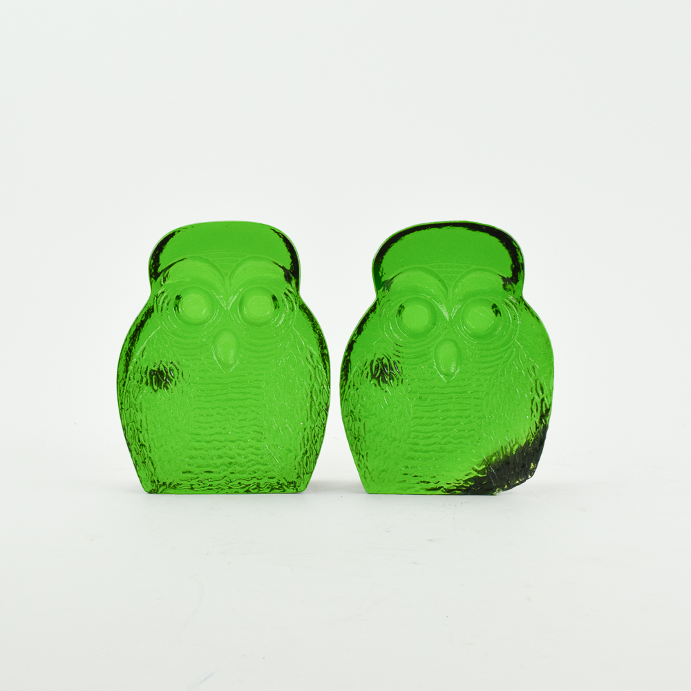 Blenko Glass Owl Bookends