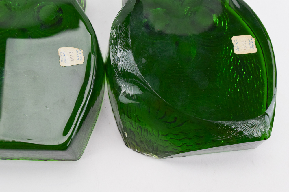 Blenko Glass Owl Bookends