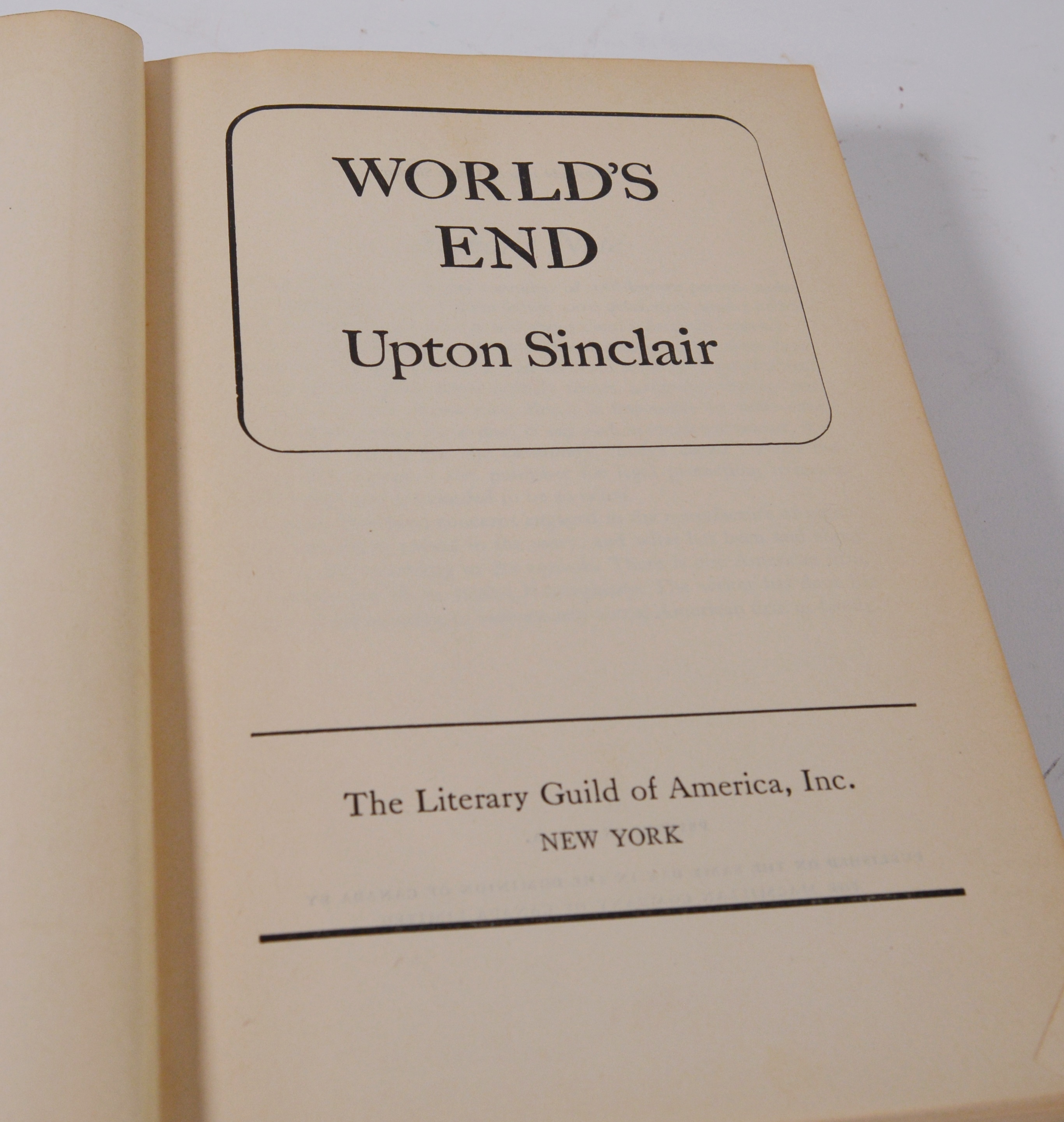 Upton Sinclair "World's End" Hardcover Book