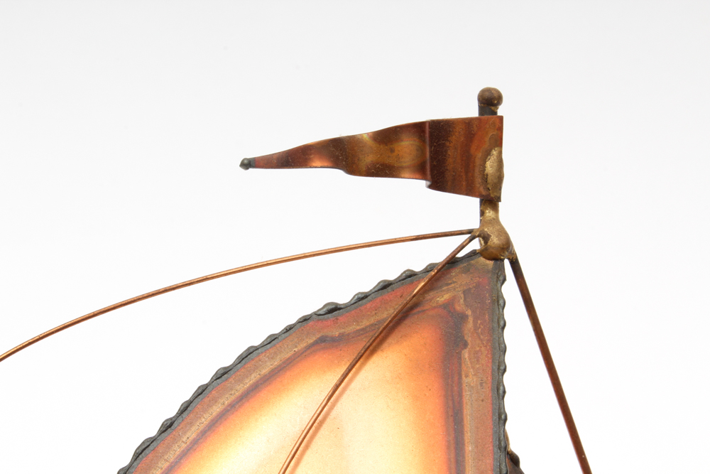 Brass and Copper Sailboat on an Agate Base