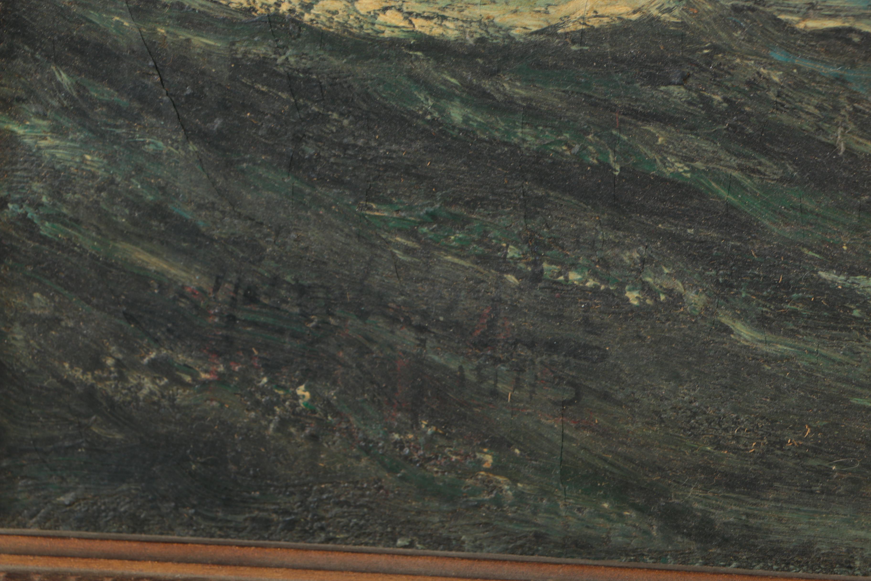 Oil Painting on Canvas of a Square Rigged Brig at Sea