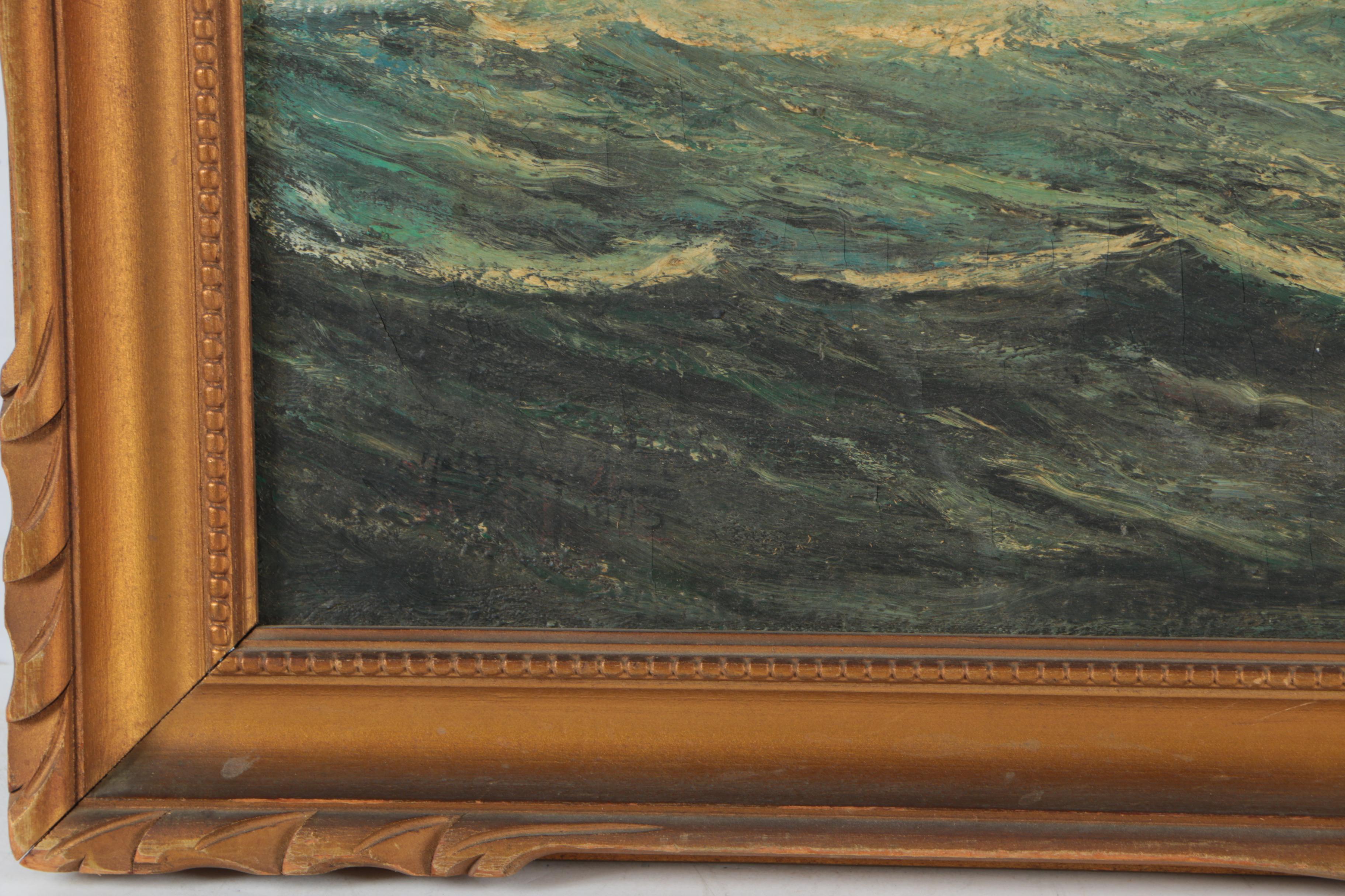 Oil Painting on Canvas of a Square Rigged Brig at Sea