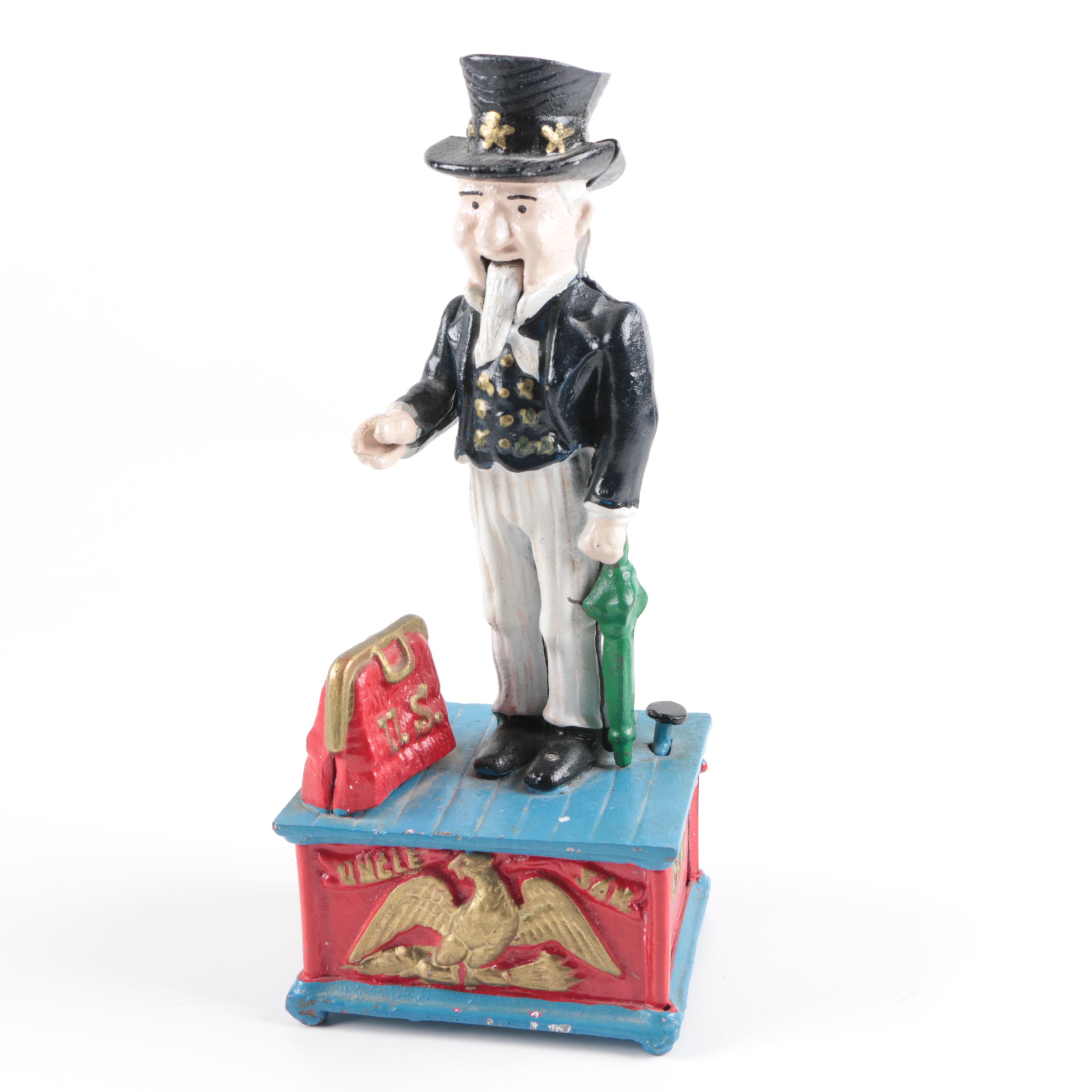 Vintage Uncle Sam Cast Iron Mechanical Bank