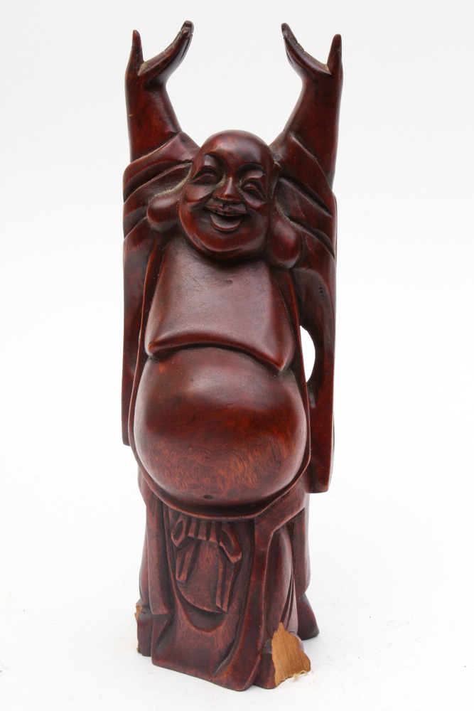 Chinese Carved Wood Budai Statue