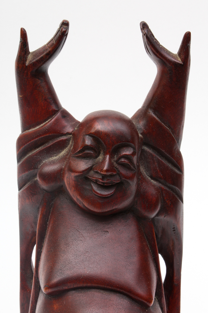 Chinese Carved Wood Budai Statue