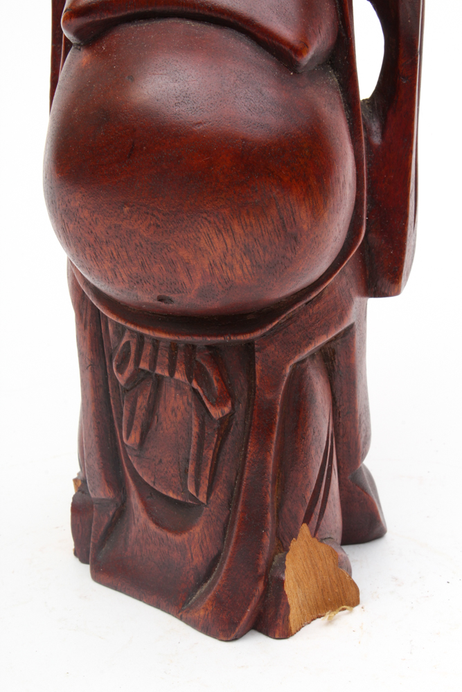 Chinese Carved Wood Budai Statue