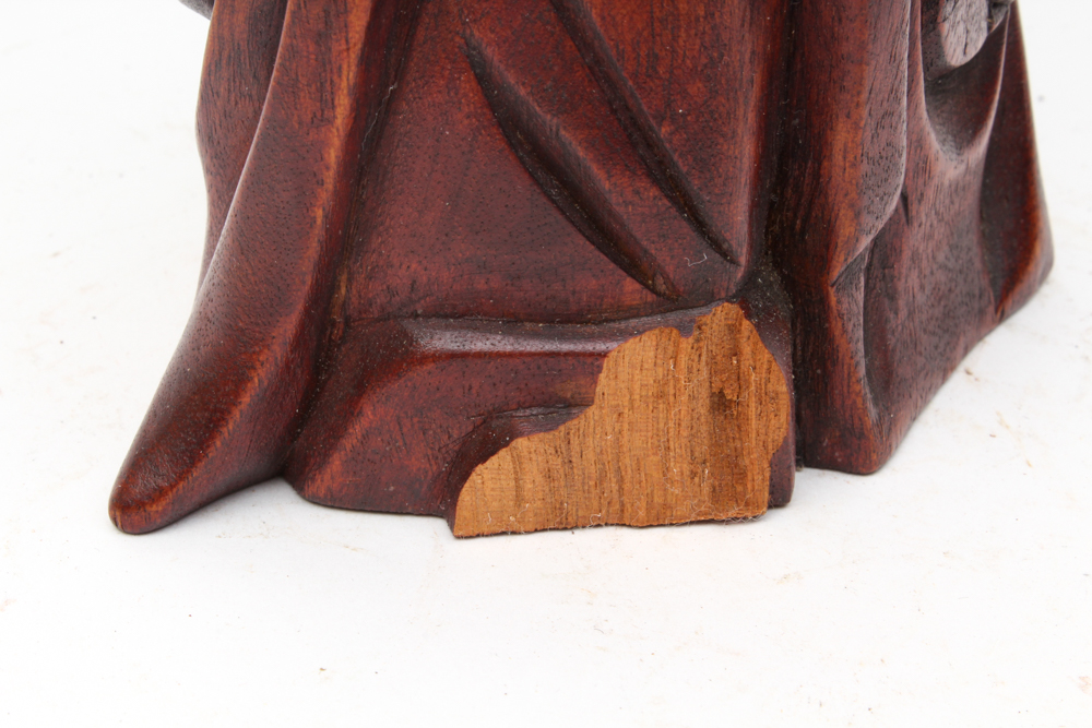 Chinese Carved Wood Budai Statue