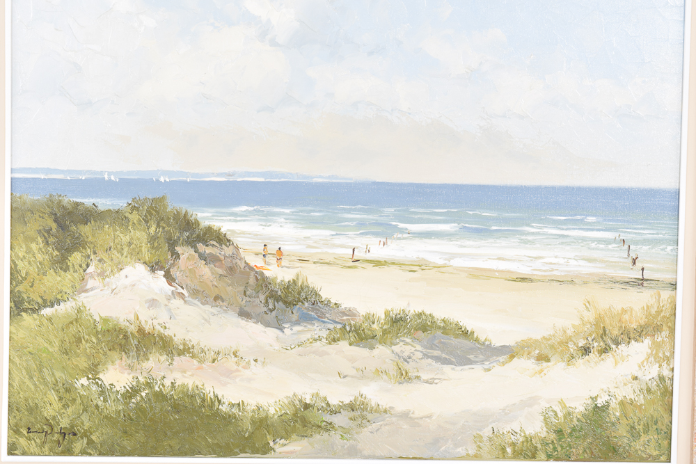 Erich Paulsen Late 20th Century Oil Painting of Beach Landscape