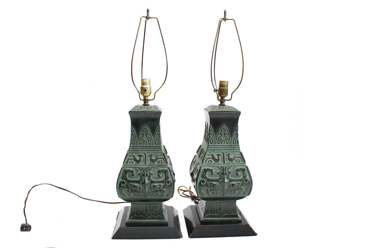 Frederick Cooper Asian Embossed Table Lamps
