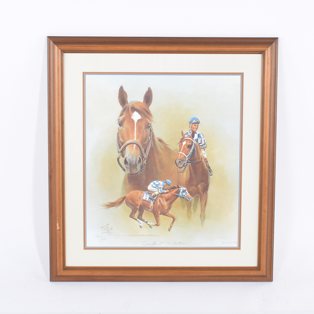Fred Stone 1984 Limited Edition Offset Lithograph "Secretariat, Ron Turcotte Up"